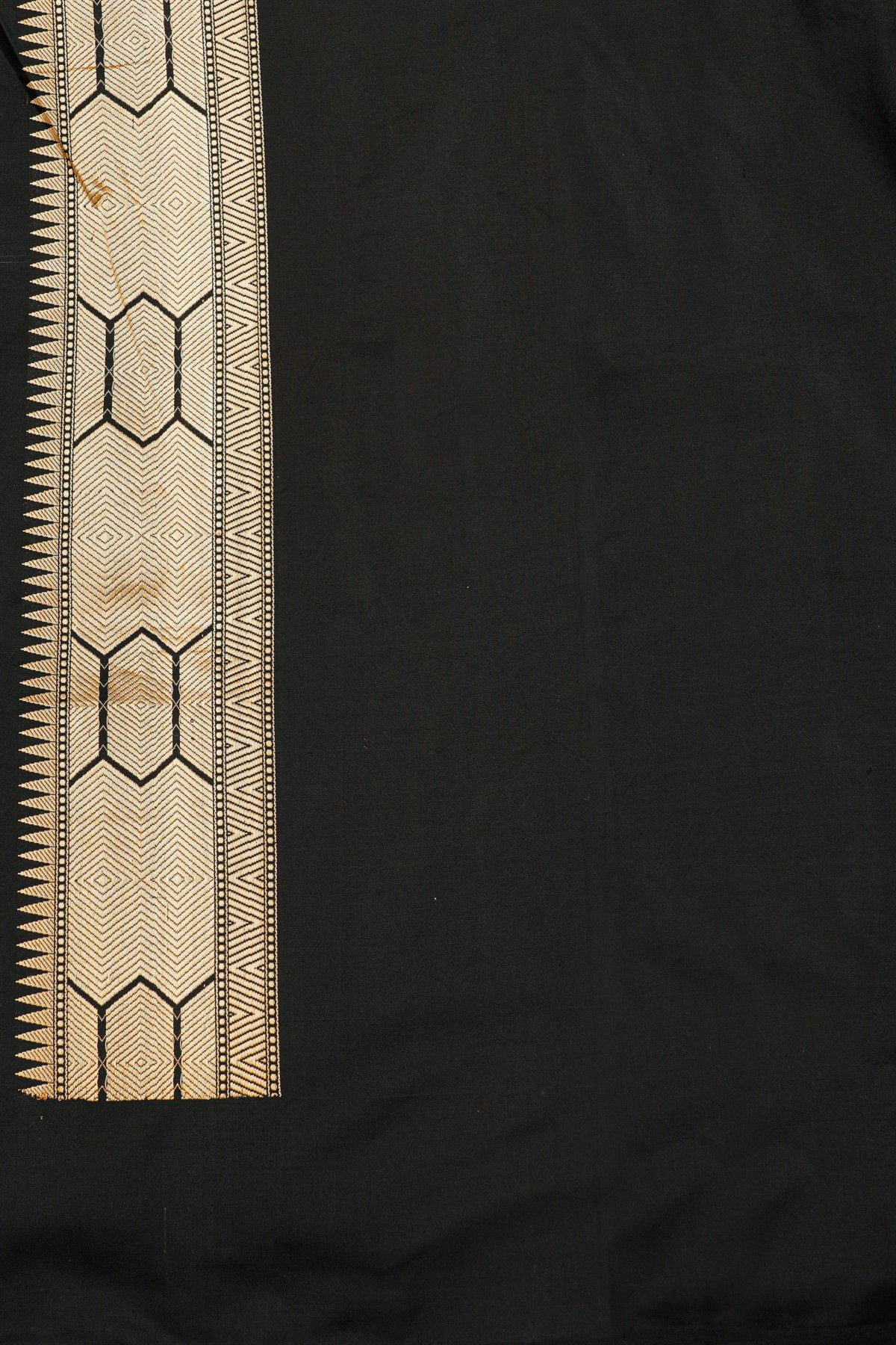 Banarasi Silk Black Saree With Florals And Leaves Jaal In Meenakari Body