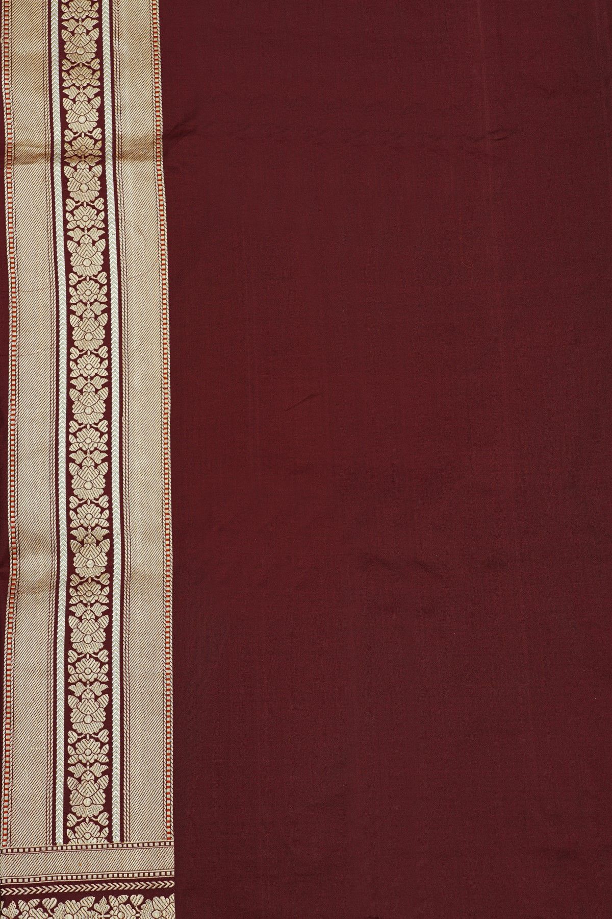 Banarasi Silk Maroon Saree With Florals And Leaves In Meenakari Body