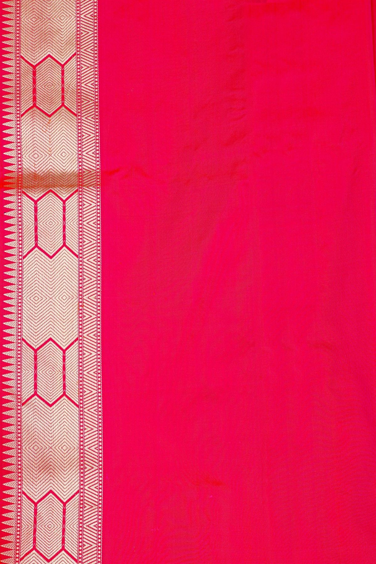 Banarasi Silk Rani Pink Saree With Florals And Leaves In Meenakari Body