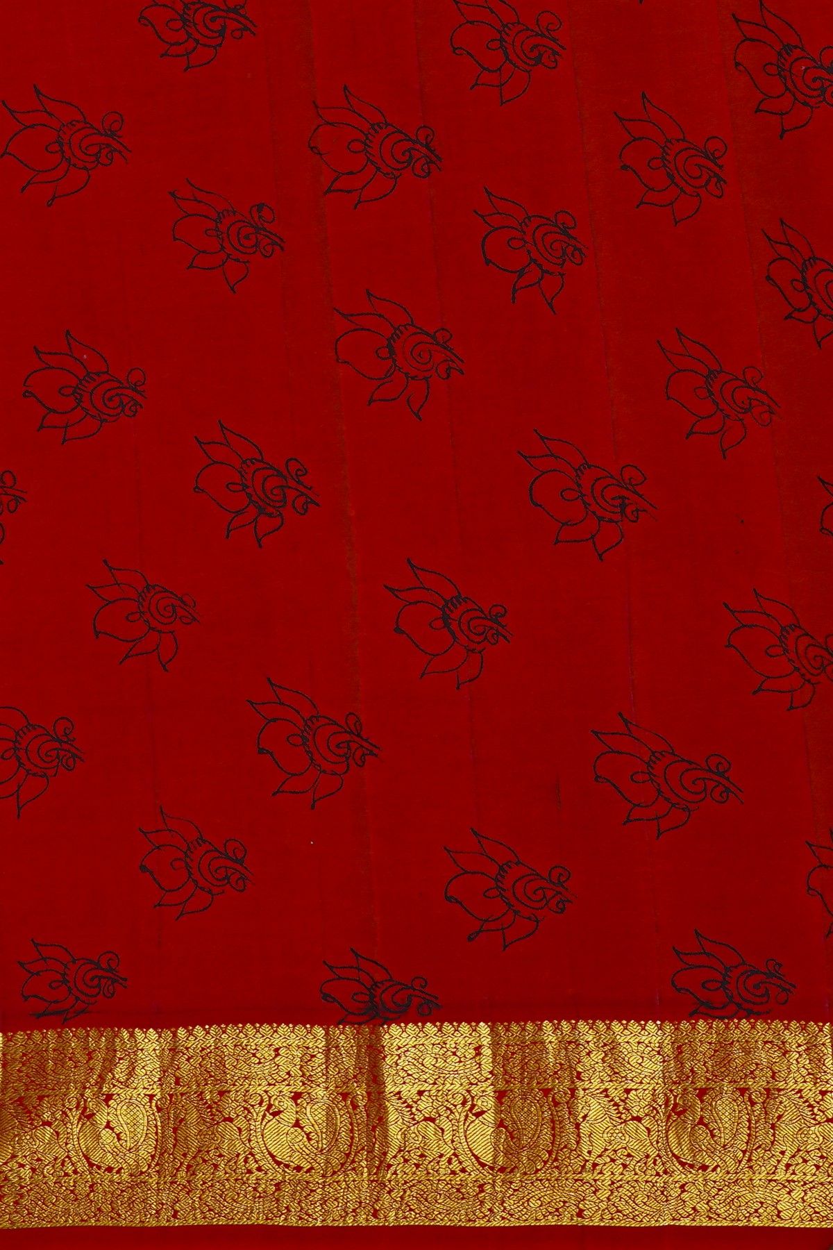 Hand Painted Kalamkari Silk Cream Saree With Florals And Birds Border