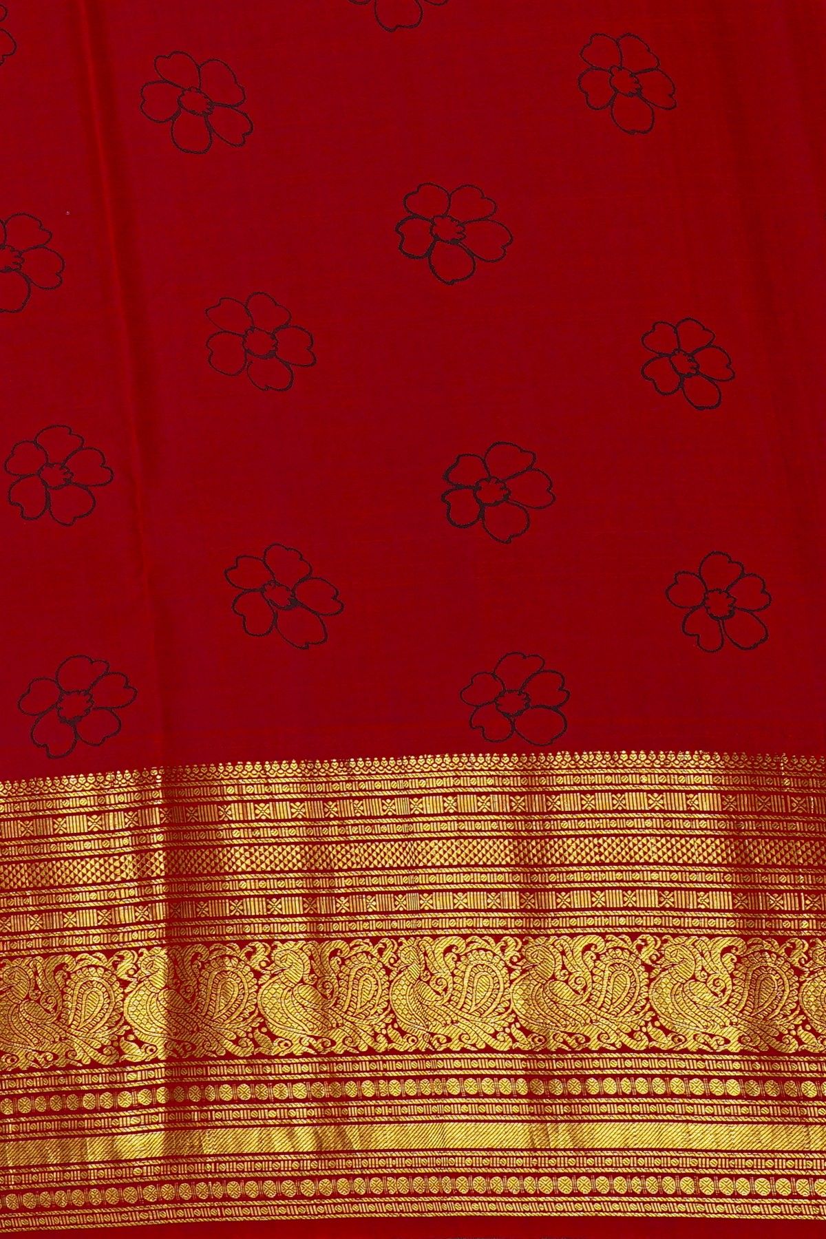 Kalamkari Silk Sky Blue Saree With Peacocks In Zari Lines Border