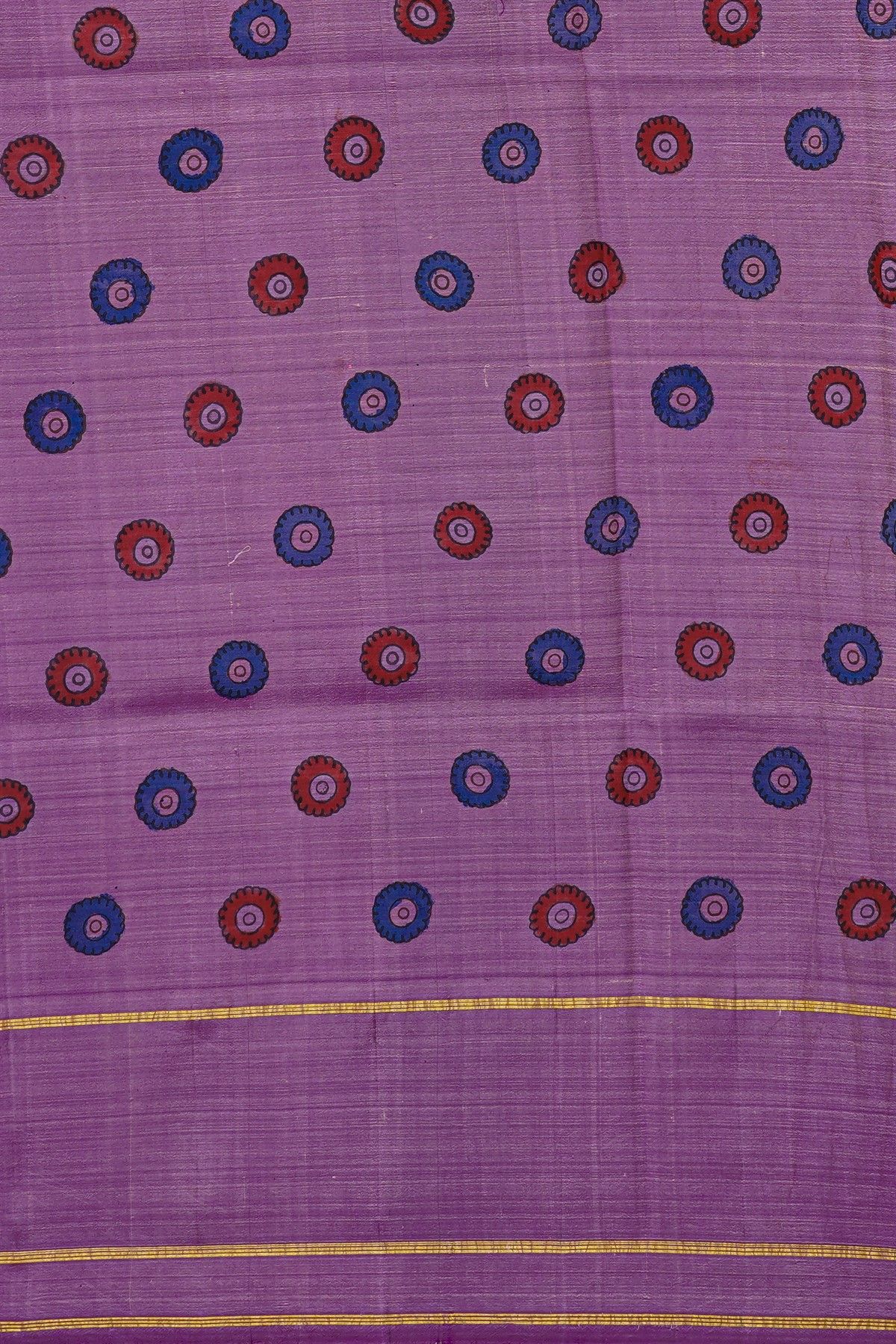 Kalamkari Silk Off White Saree With Florals Border
