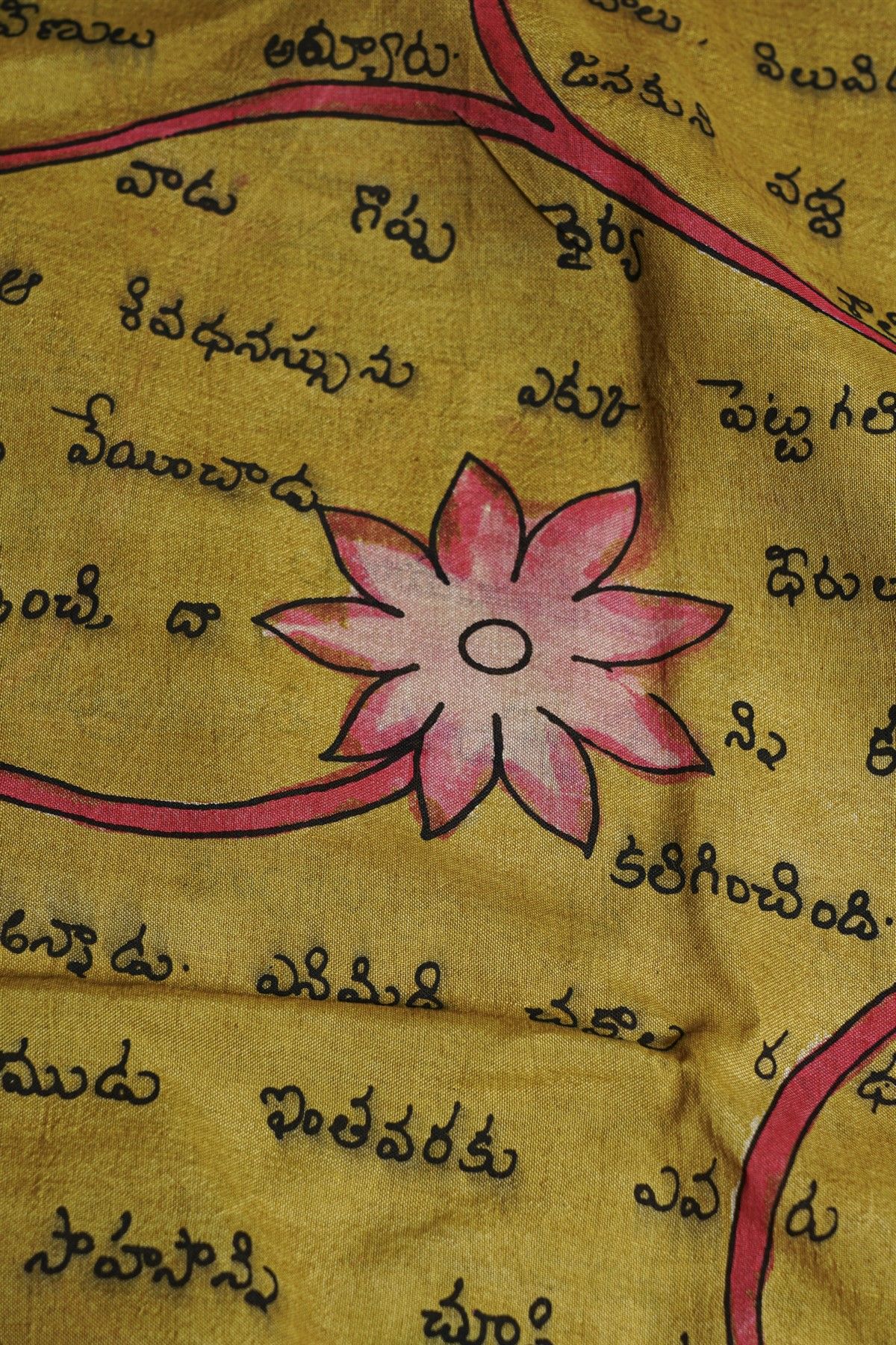 Kalamkari Silk Mehendi Green Saree With Florals And Peacocks Border