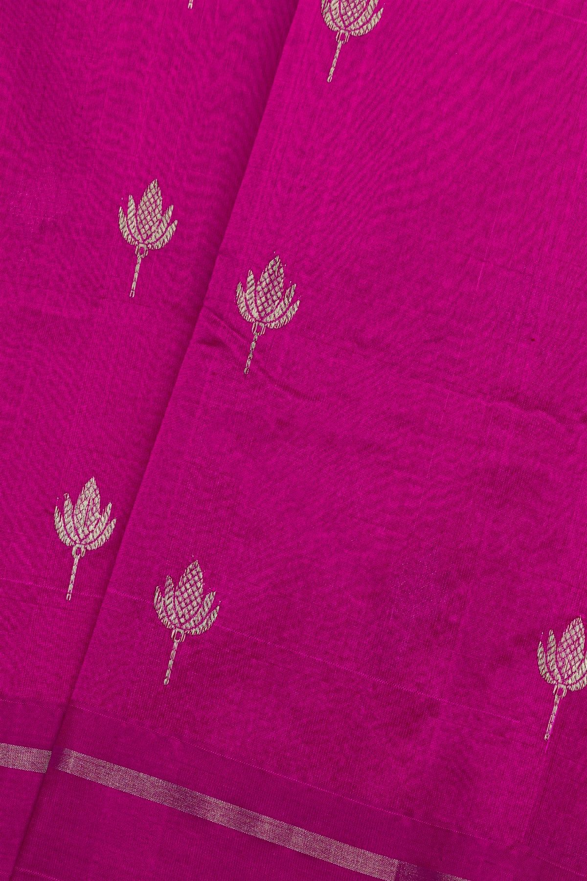 Chanderi Silk Magenta Saree With Floral Buttis Body