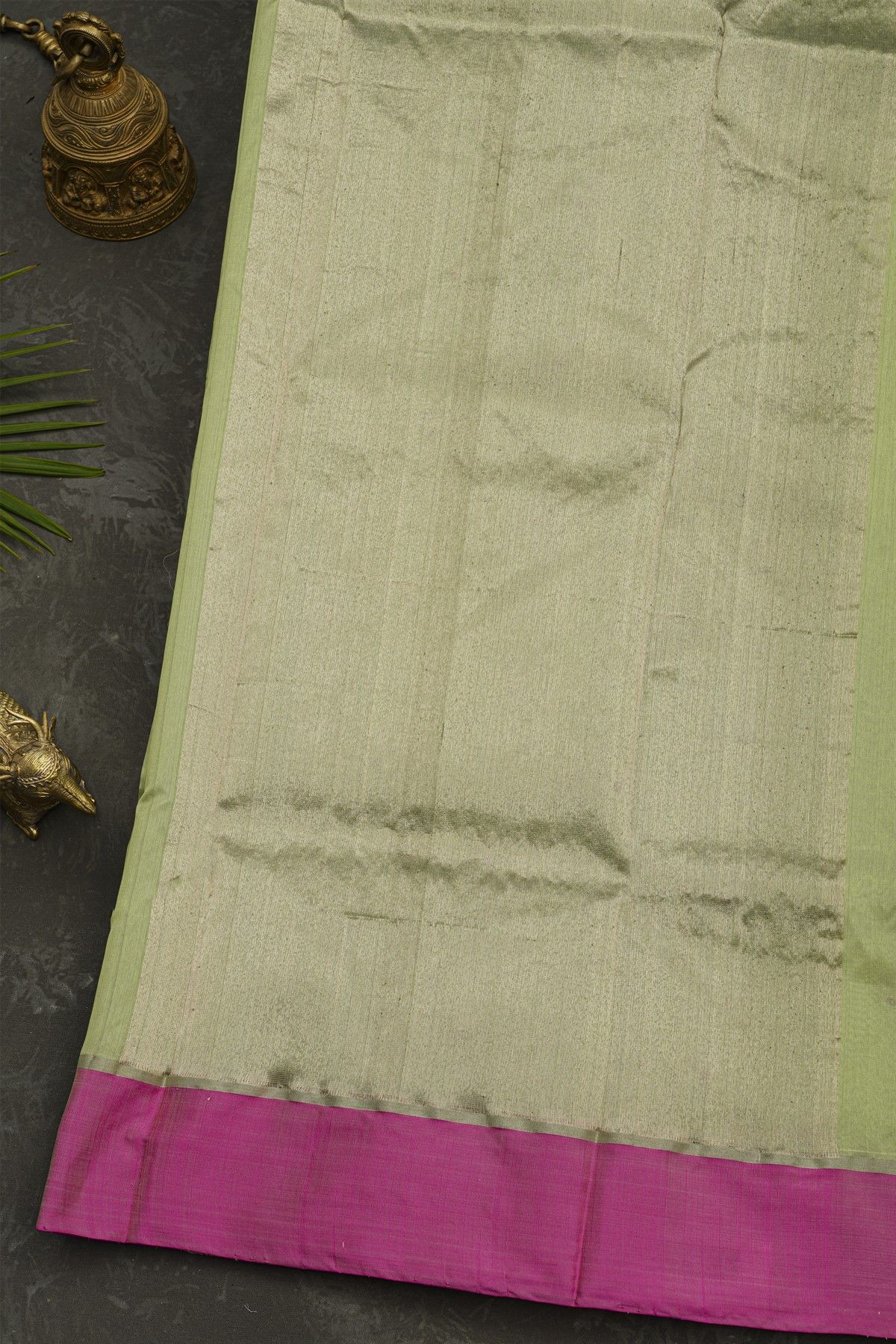 Chanderi Silk Sage Green Saree With Floral Buttis Body