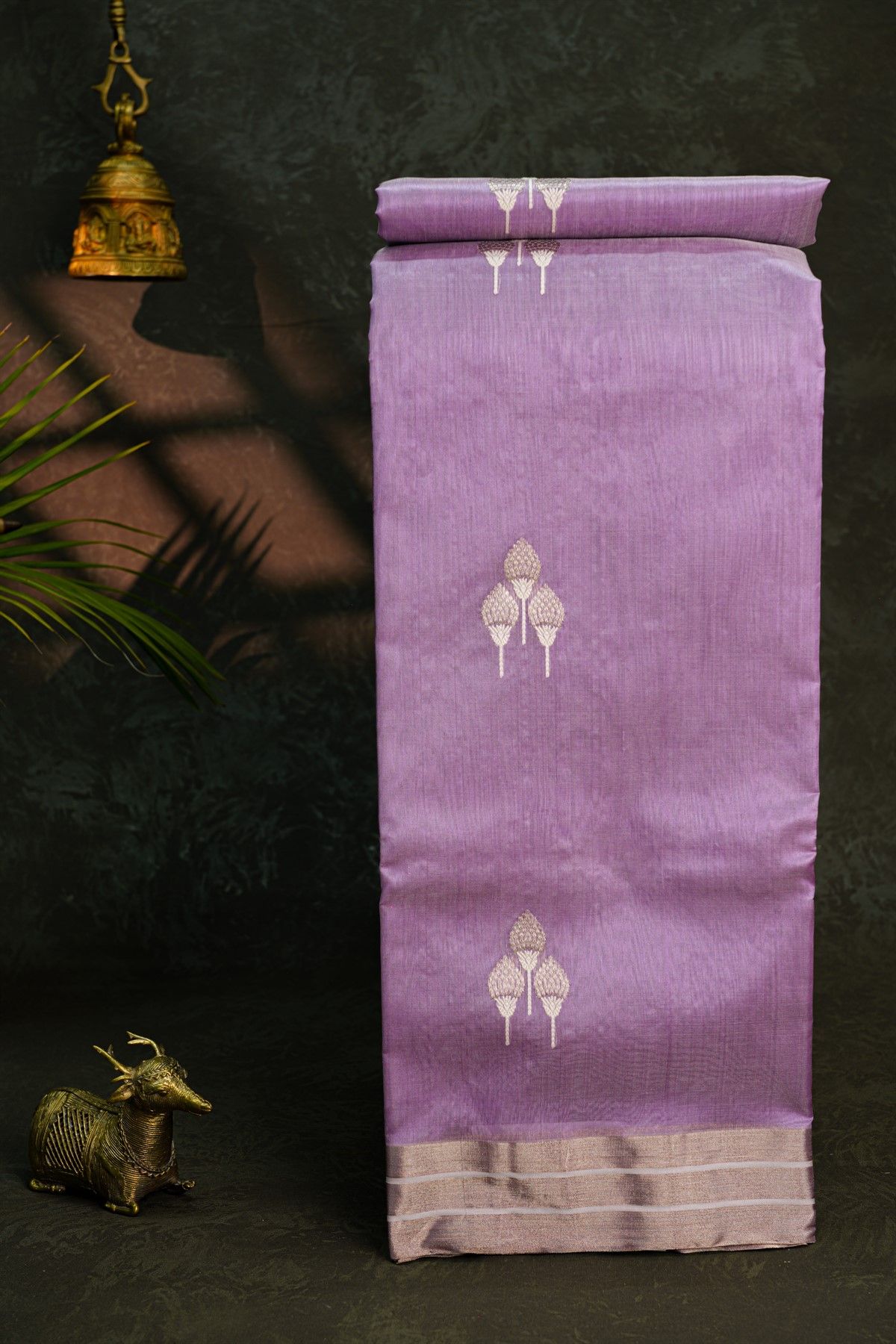 Chanderi Silk Lavender Saree With Kaddi Border