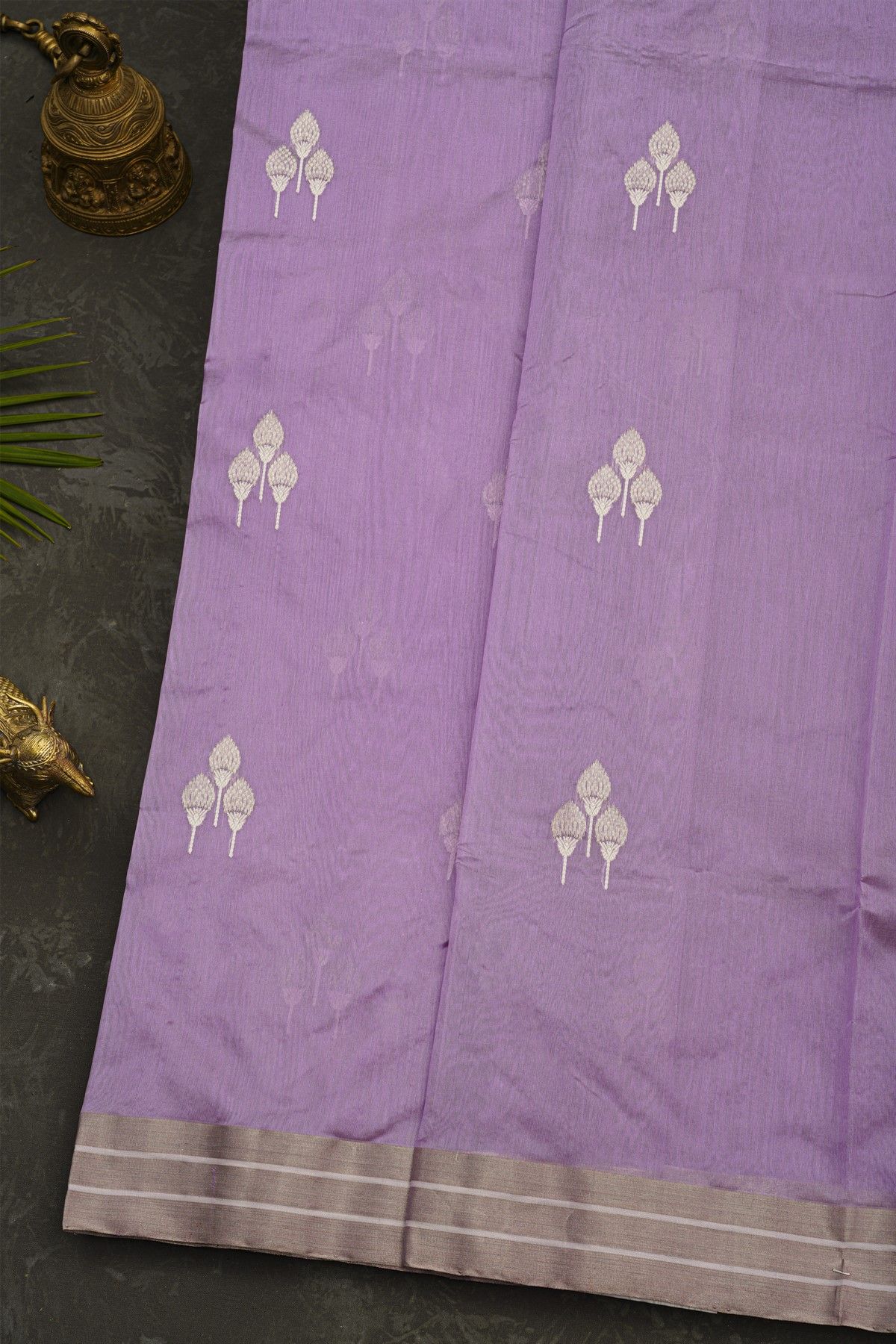 Chanderi Silk Lavender Saree With Kaddi Border