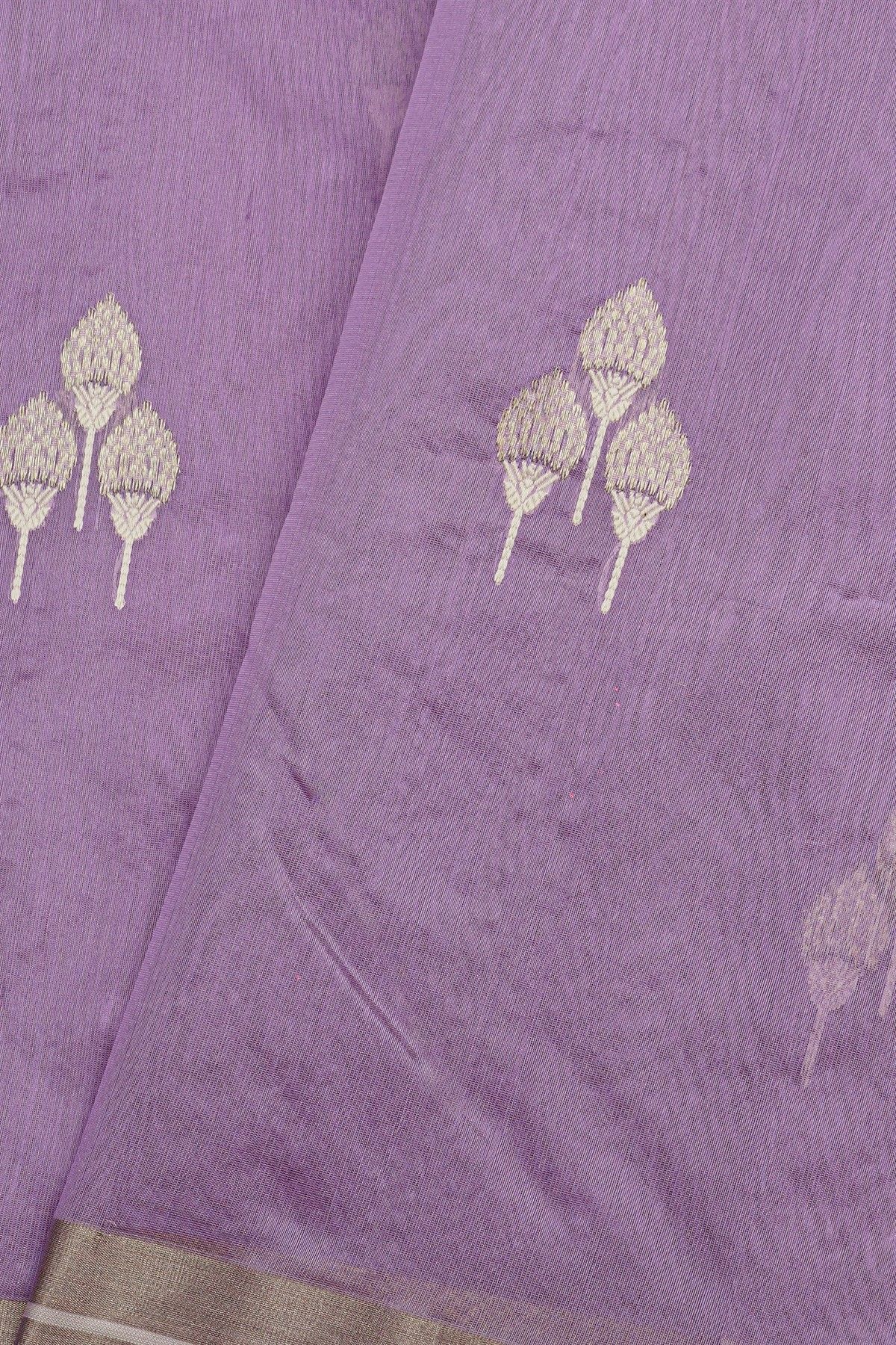 Chanderi Silk Lavender Saree With Kaddi Border