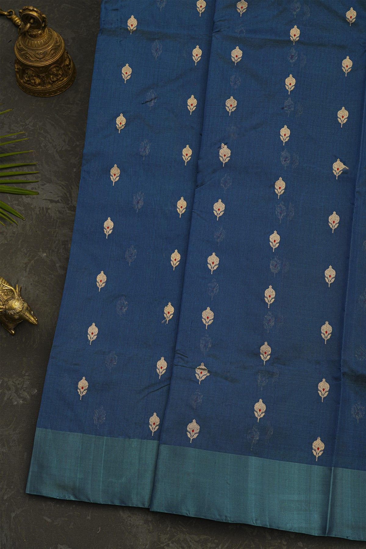 Chanderi Silk Peacock Blue Saree