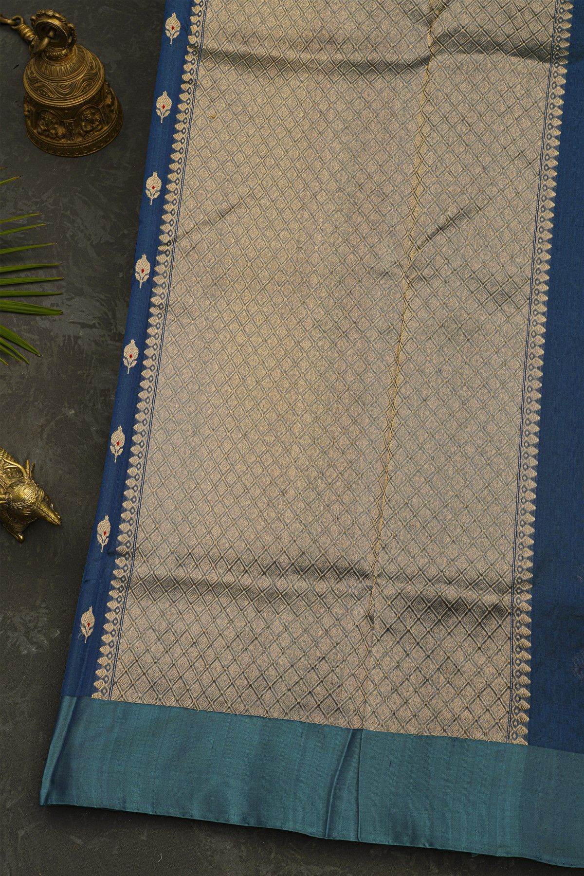 Chanderi Silk Peacock Blue Saree