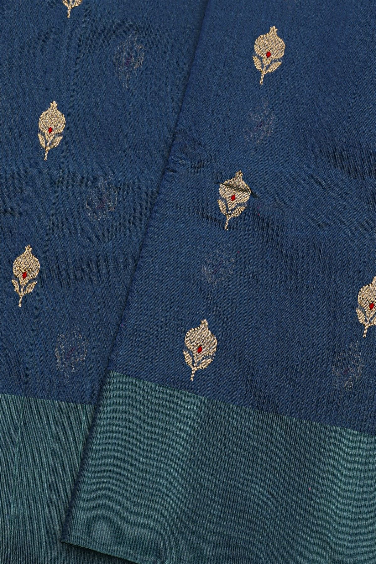 Chanderi Silk Peacock Blue Saree