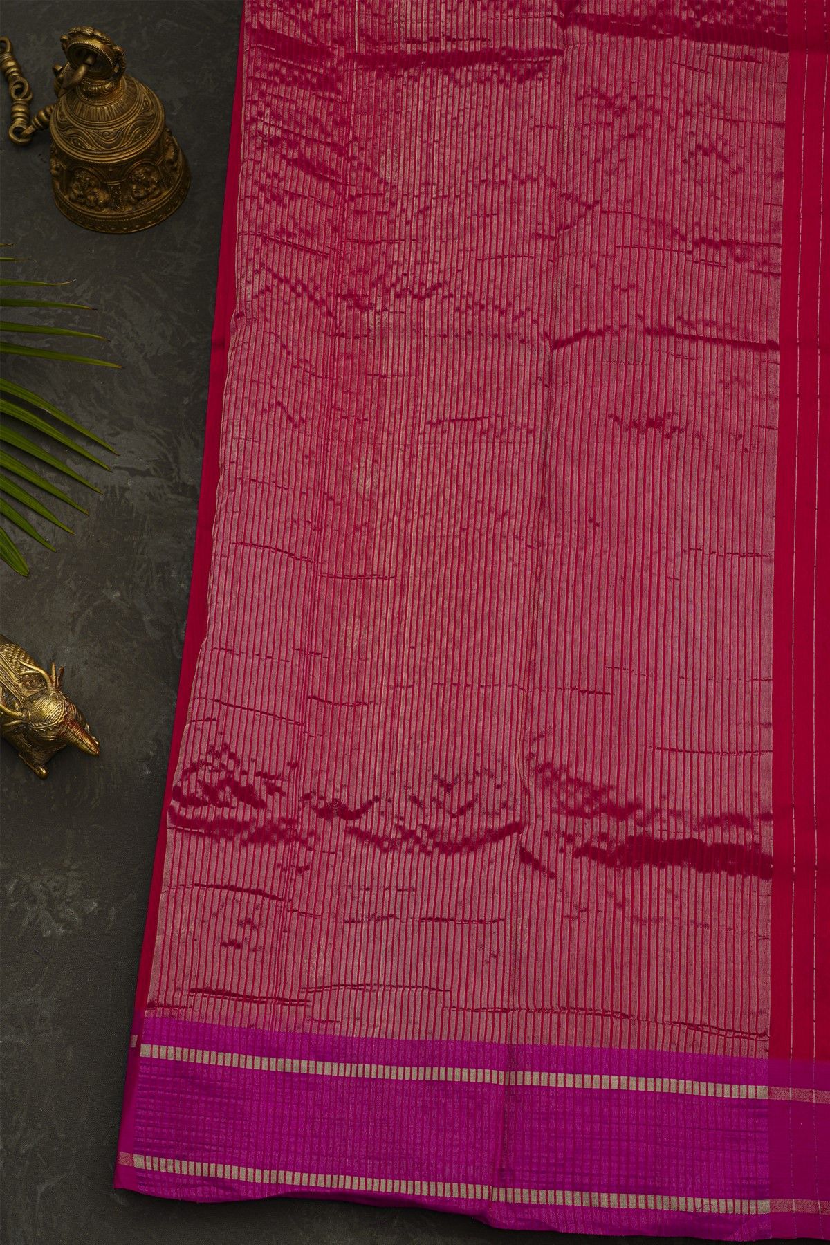 Chanderi Silk Rani Pink Saree With Floral Buttis Body