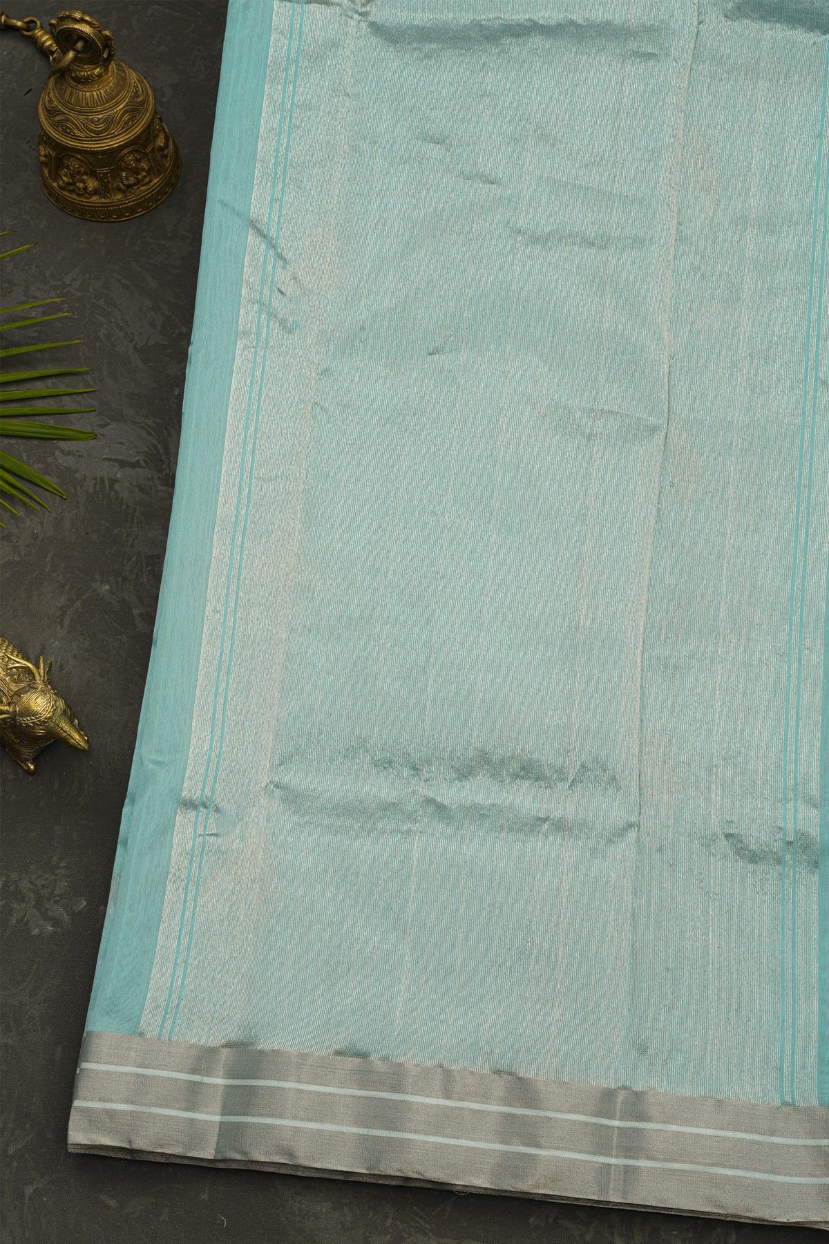 Chanderi Silk Sky Blue Saree With Floral Buttis Body