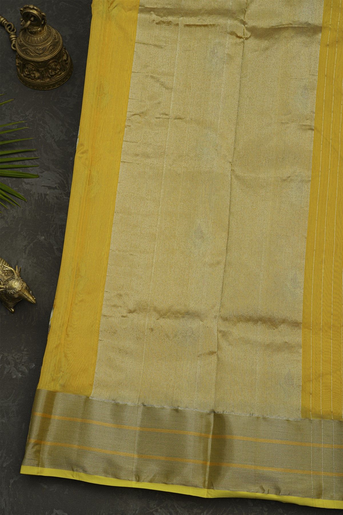 Chanderi Silk Yellow Saree With Kaddi Border