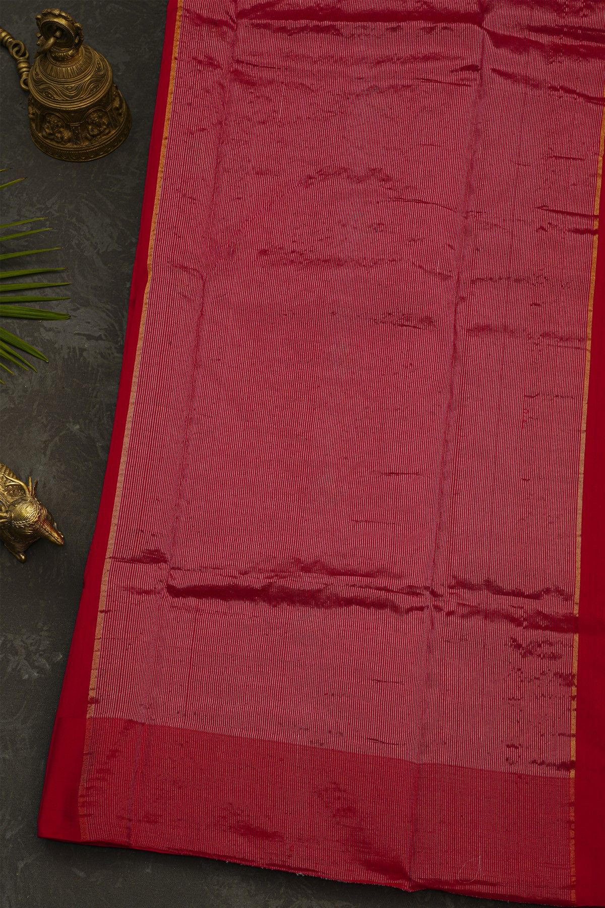 Chanderi Silk Red Saree With Bird Buttis Body