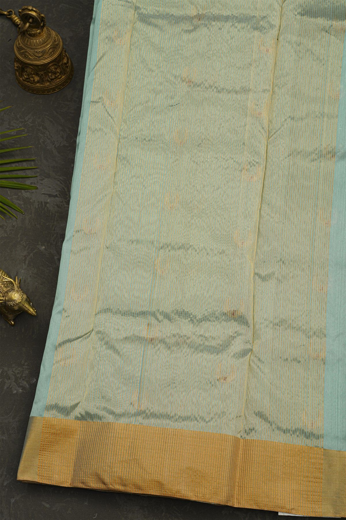 Chanderi Silk Sky Blue Saree With Muniya Buttis Border
