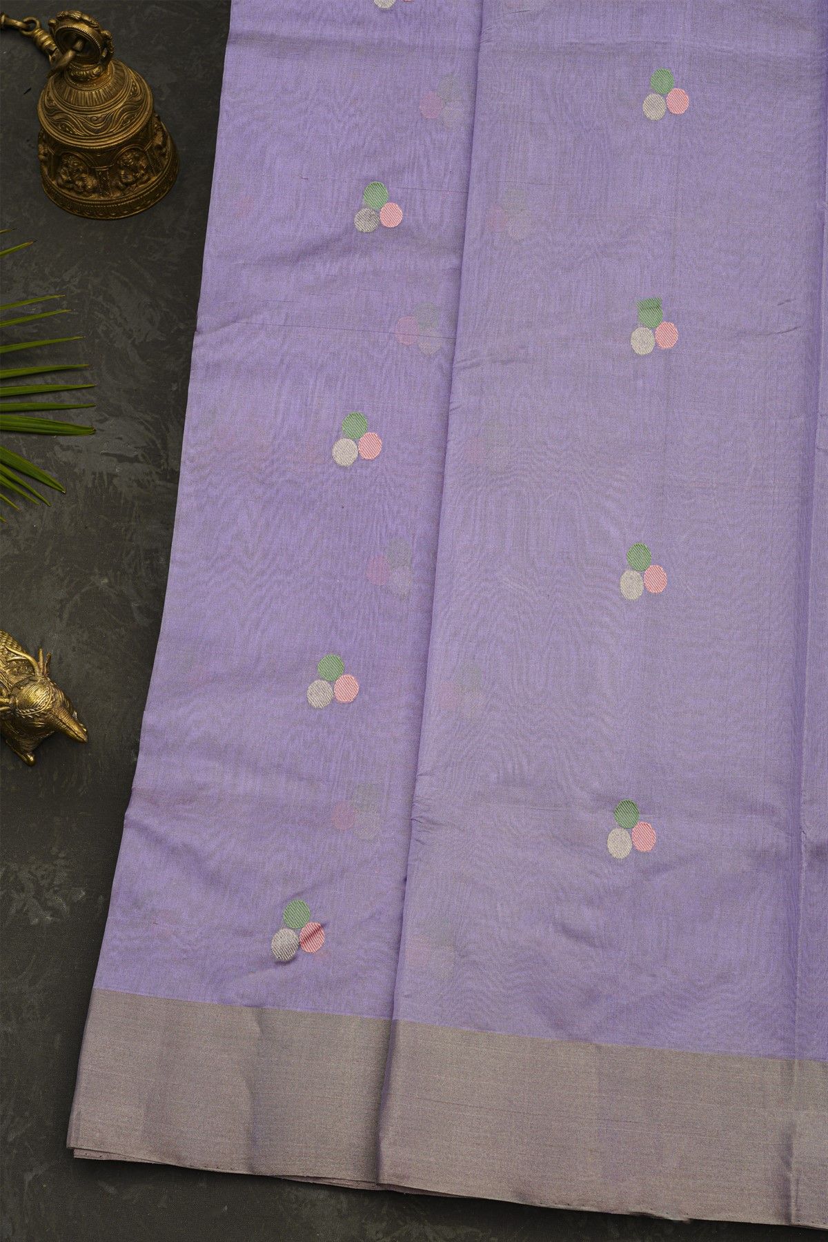 Chanderi Silk Lavender Saree With Circle Buttis Body