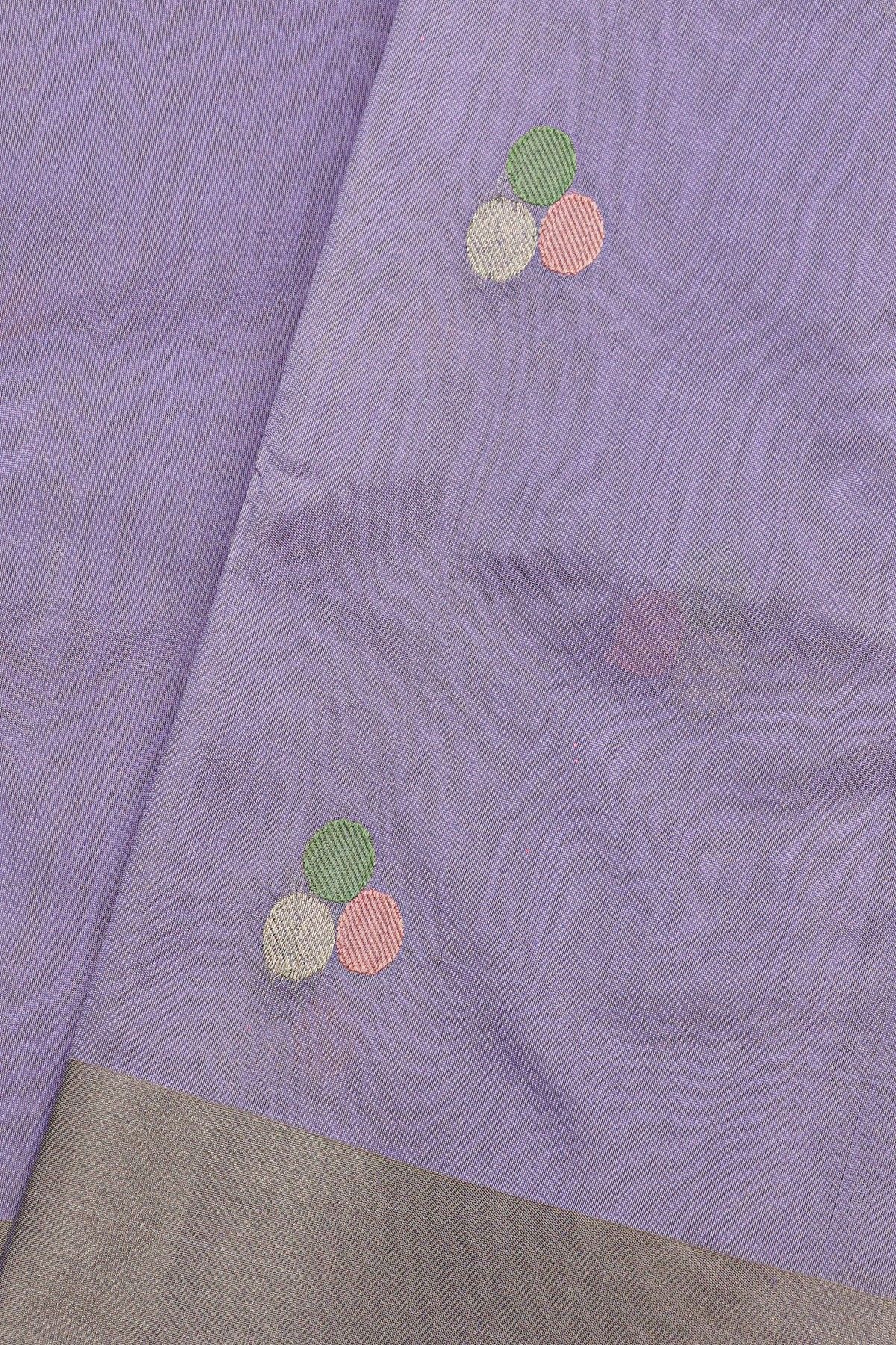 Chanderi Silk Lavender Saree With Circle Buttis Body