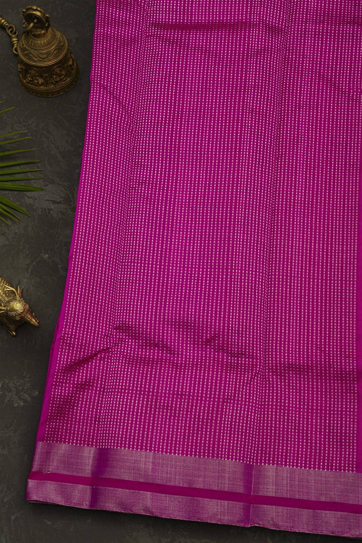 Chanderi Silk Rani Pink Saree With Bird Buttis Body