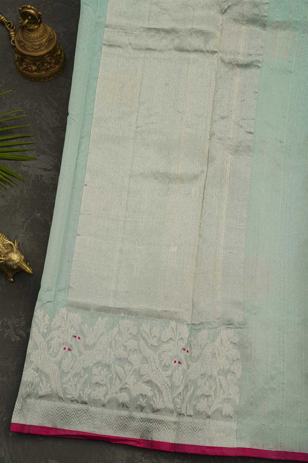 Chanderi Silk Sky Blue Saree With Florals Body