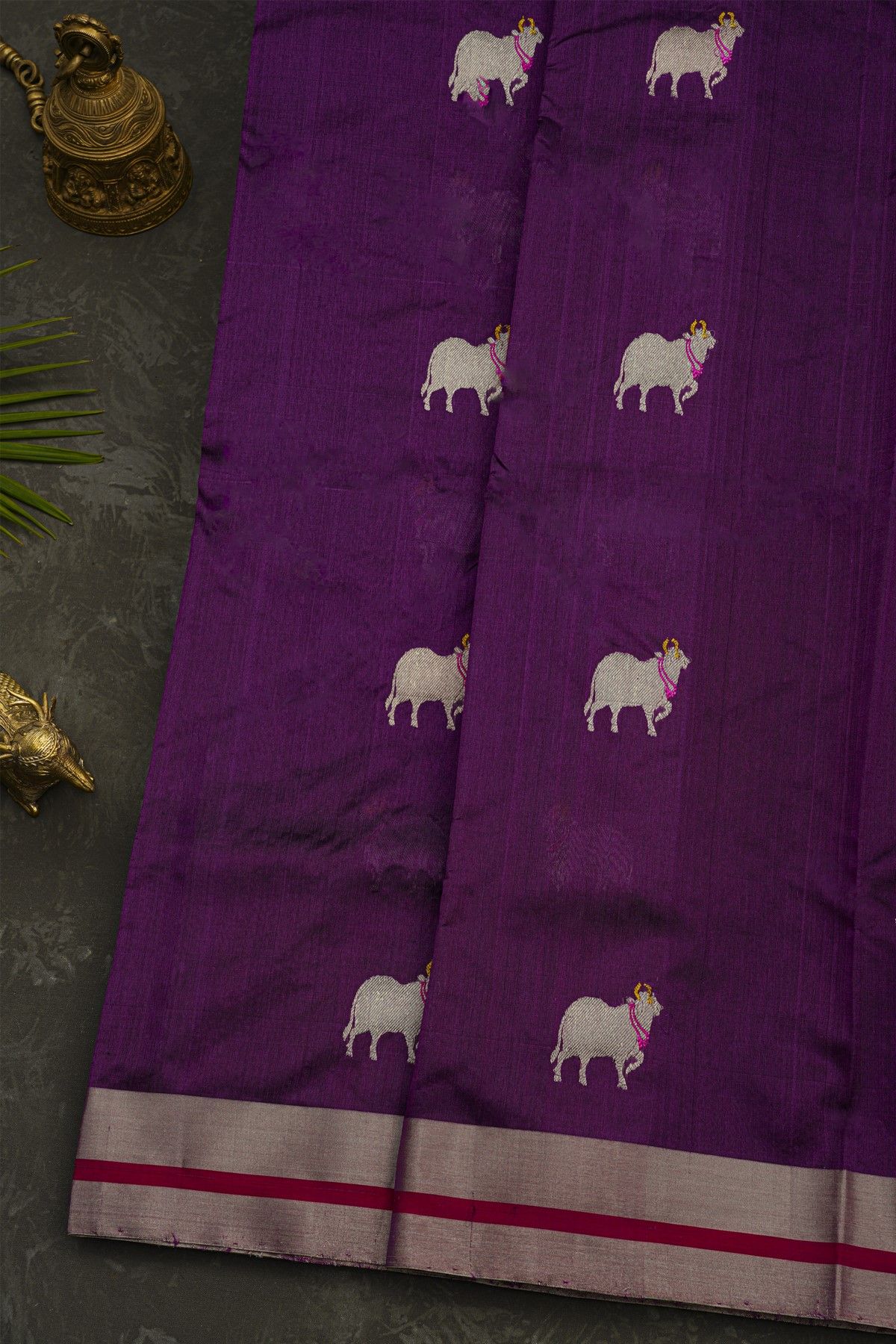 Chanderi Silk Purple Saree With Pichwai Buttis Body