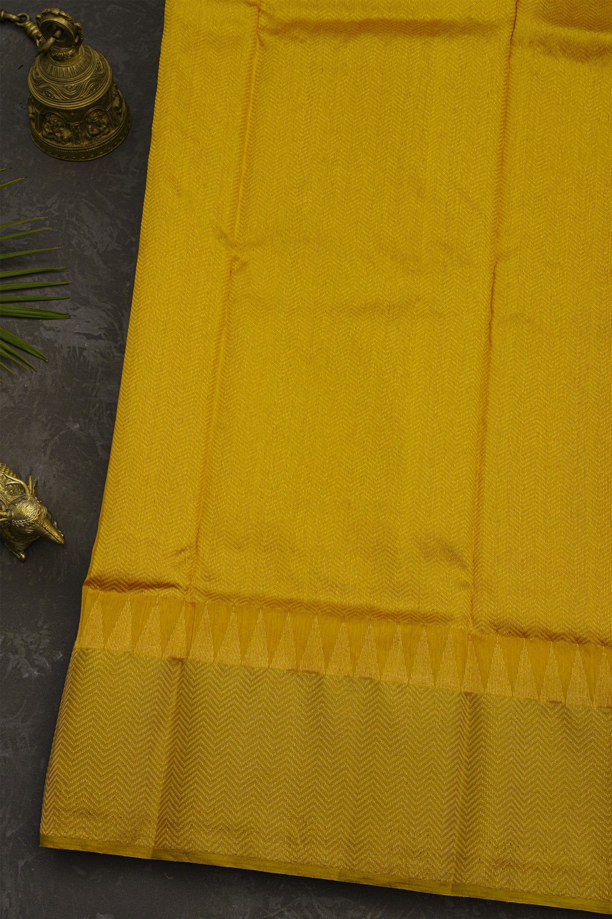 Chanderi Silk Mustard Saree With Parrot Buttis Body