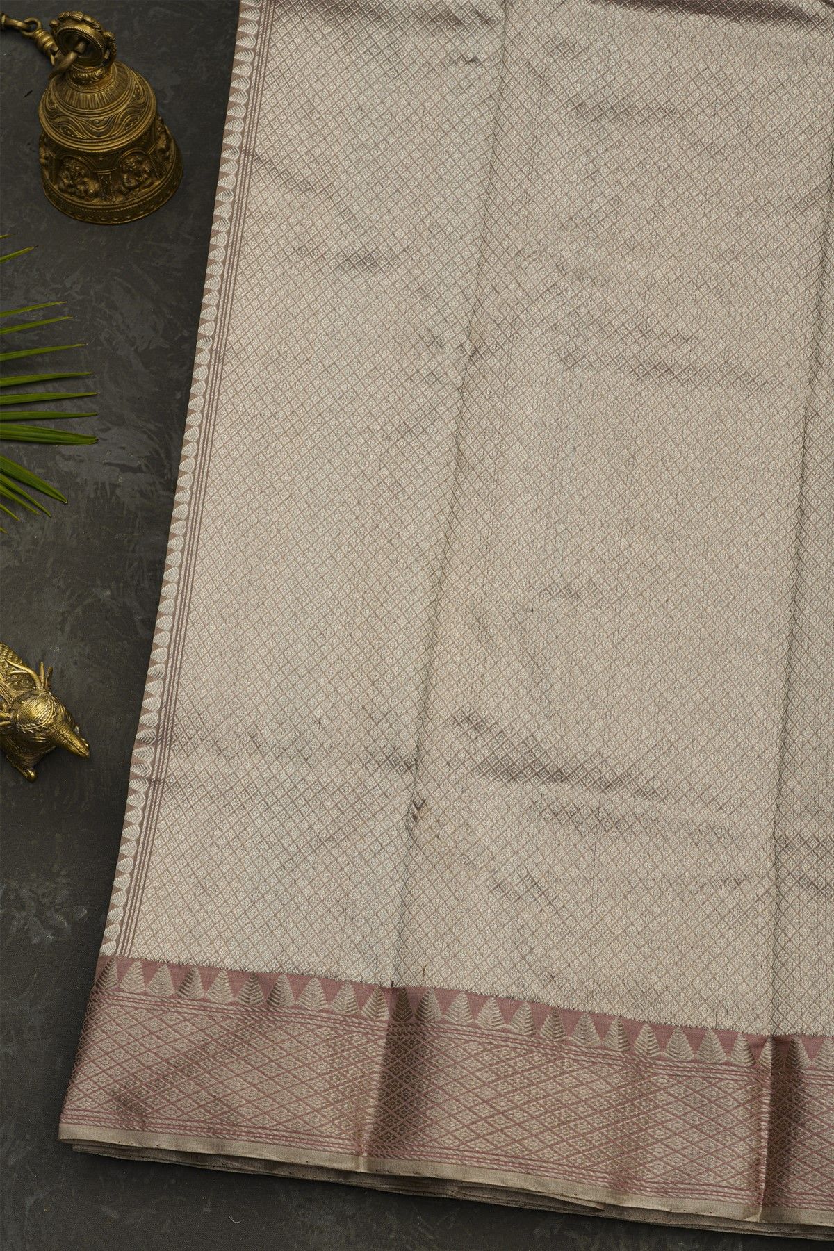 Chanderi Silk Light Grey Saree With Floral Buttis Body