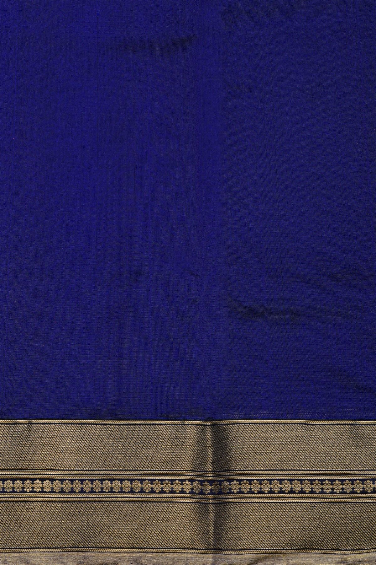 Chanderi Silk Royal Blue Saree With Florals And Cross Lines Border