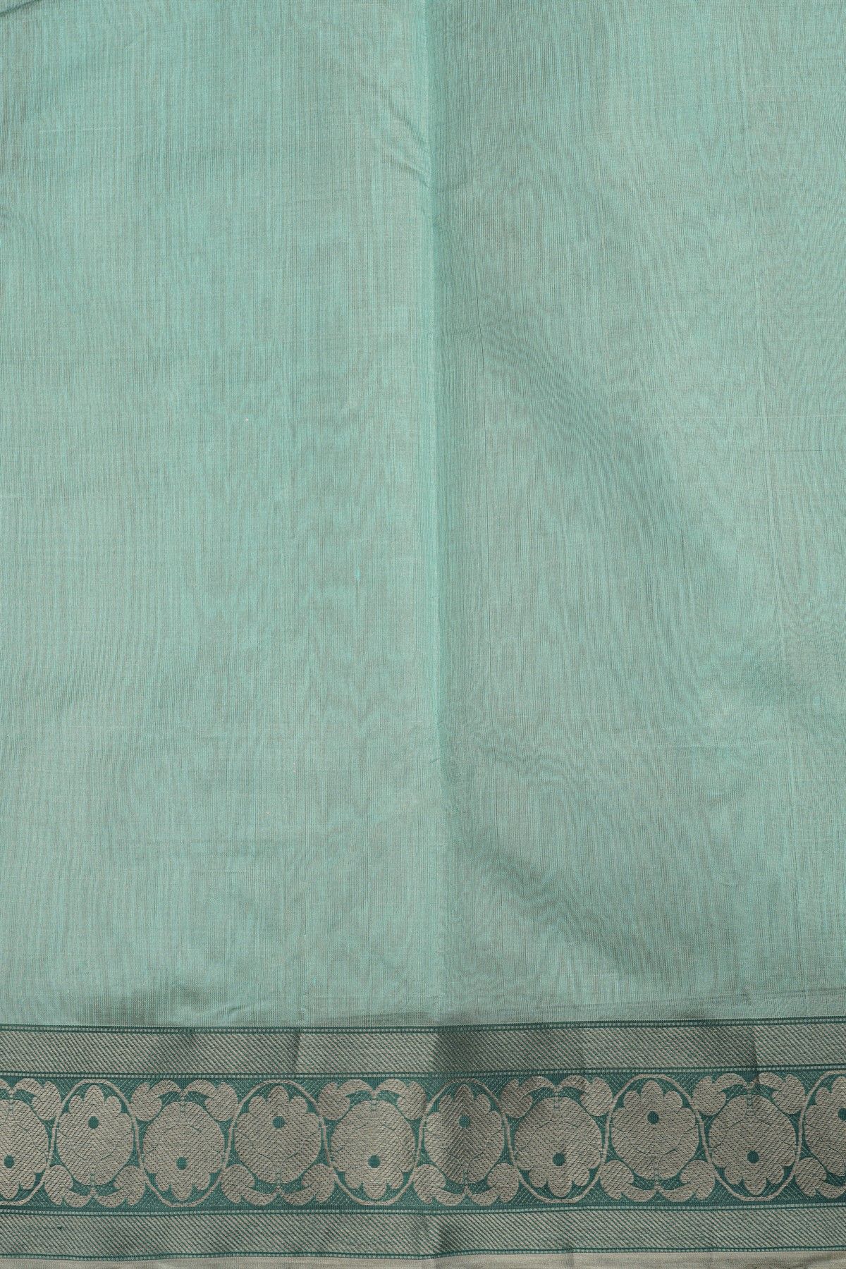 Chanderi Silk Sky Blue Saree With Florals And Leaves Jaal Border