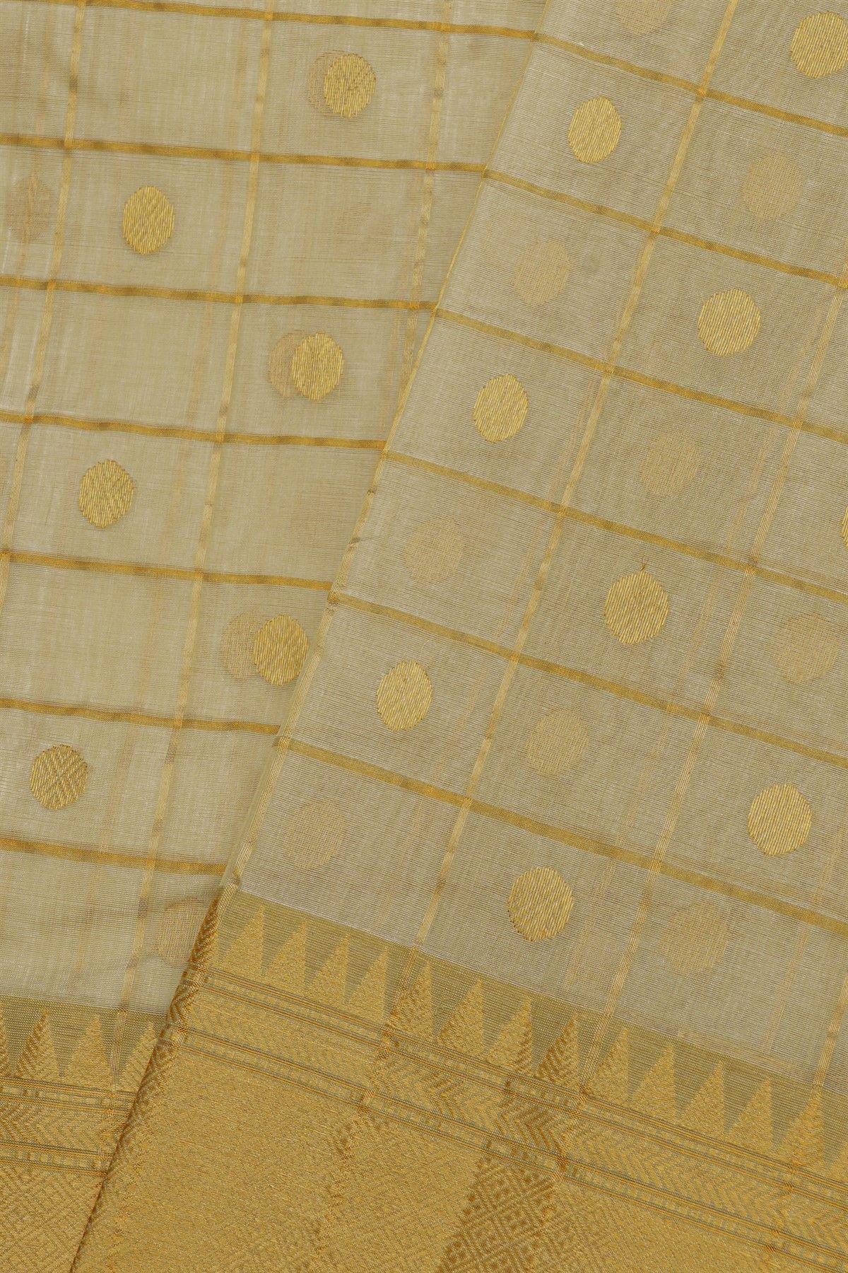 Chanderi Silk Off White Saree With Diamonds In Zari And Florals Border