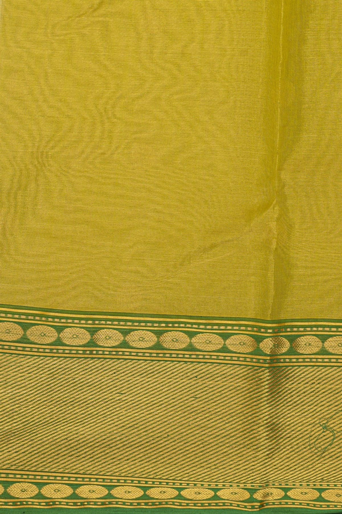 Chanderi Silk Mustard Yellow Saree With Rudraksha Buttis Body