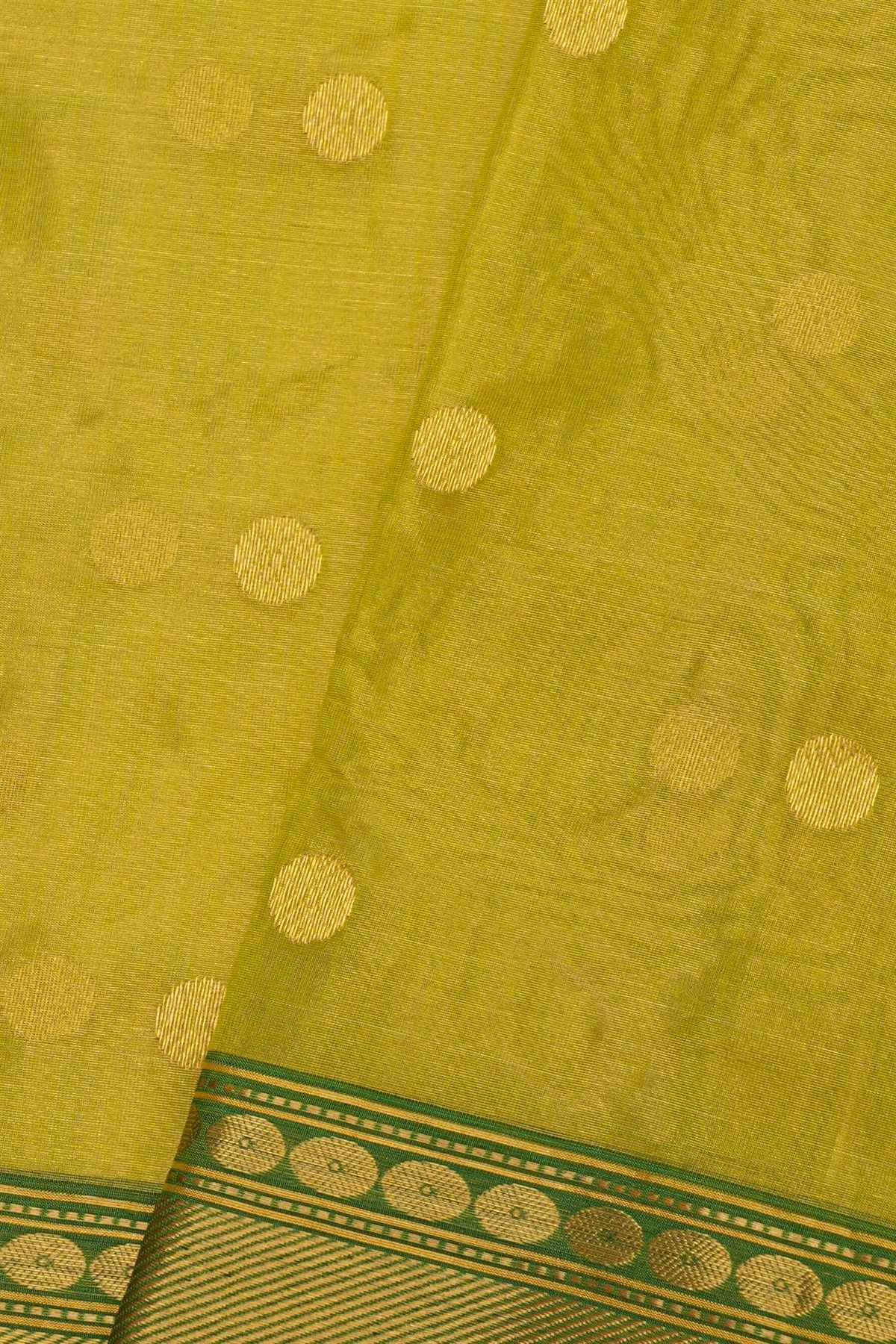 Chanderi Silk Mustard Yellow Saree With Cross Lines In Zari Border