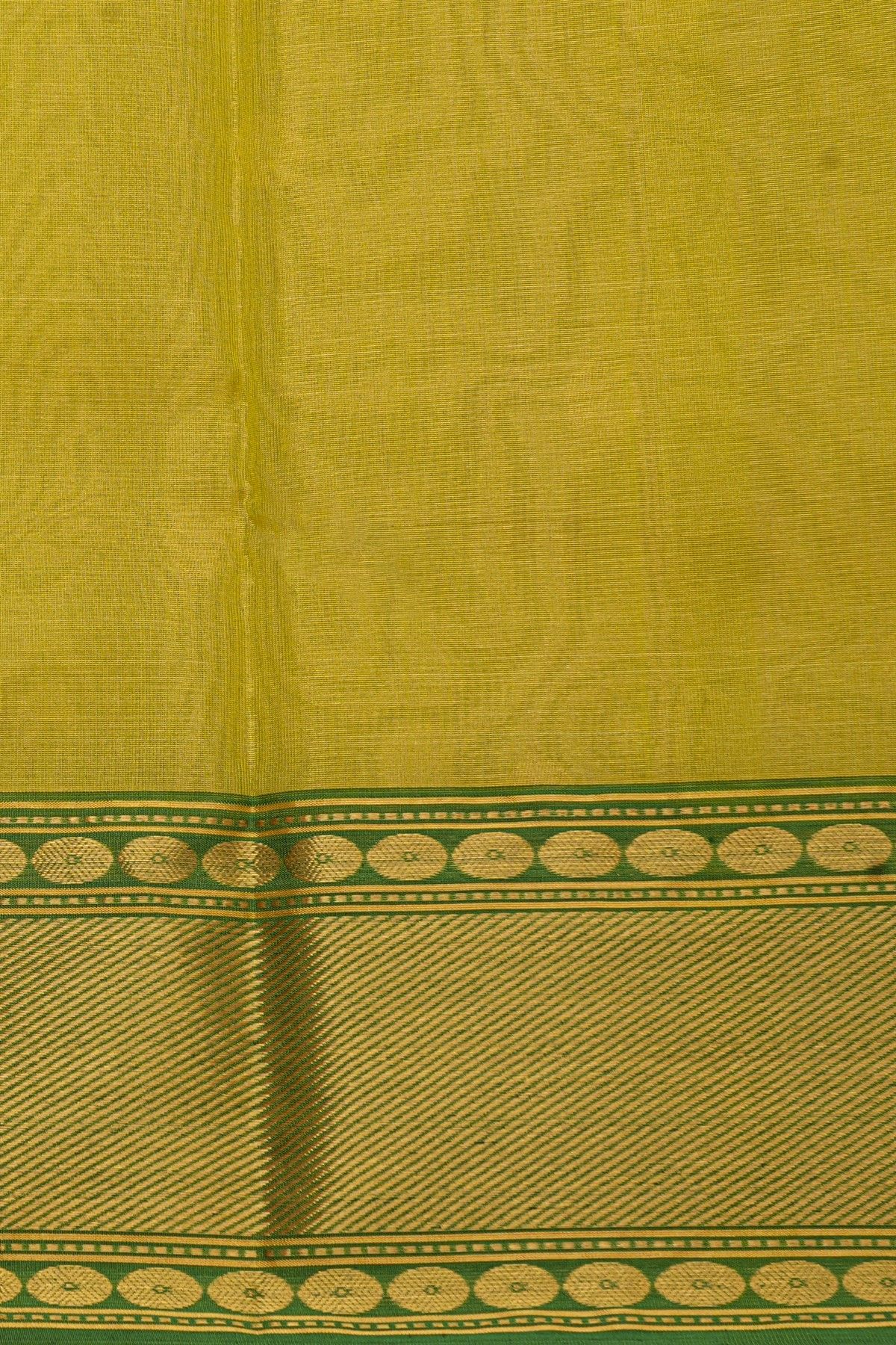 Chanderi Silk Mustard Yellow Saree With Cross Lines In Zari Border