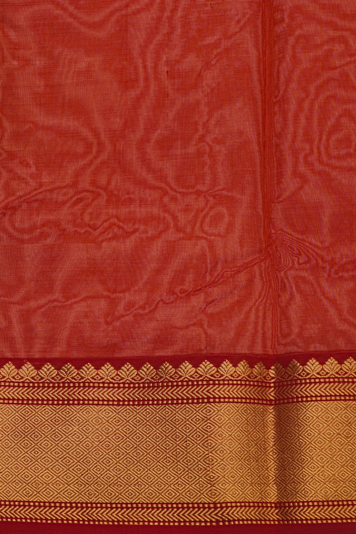 Chanderi Silk Red Saree With Diamonds And Florals In Zari Border