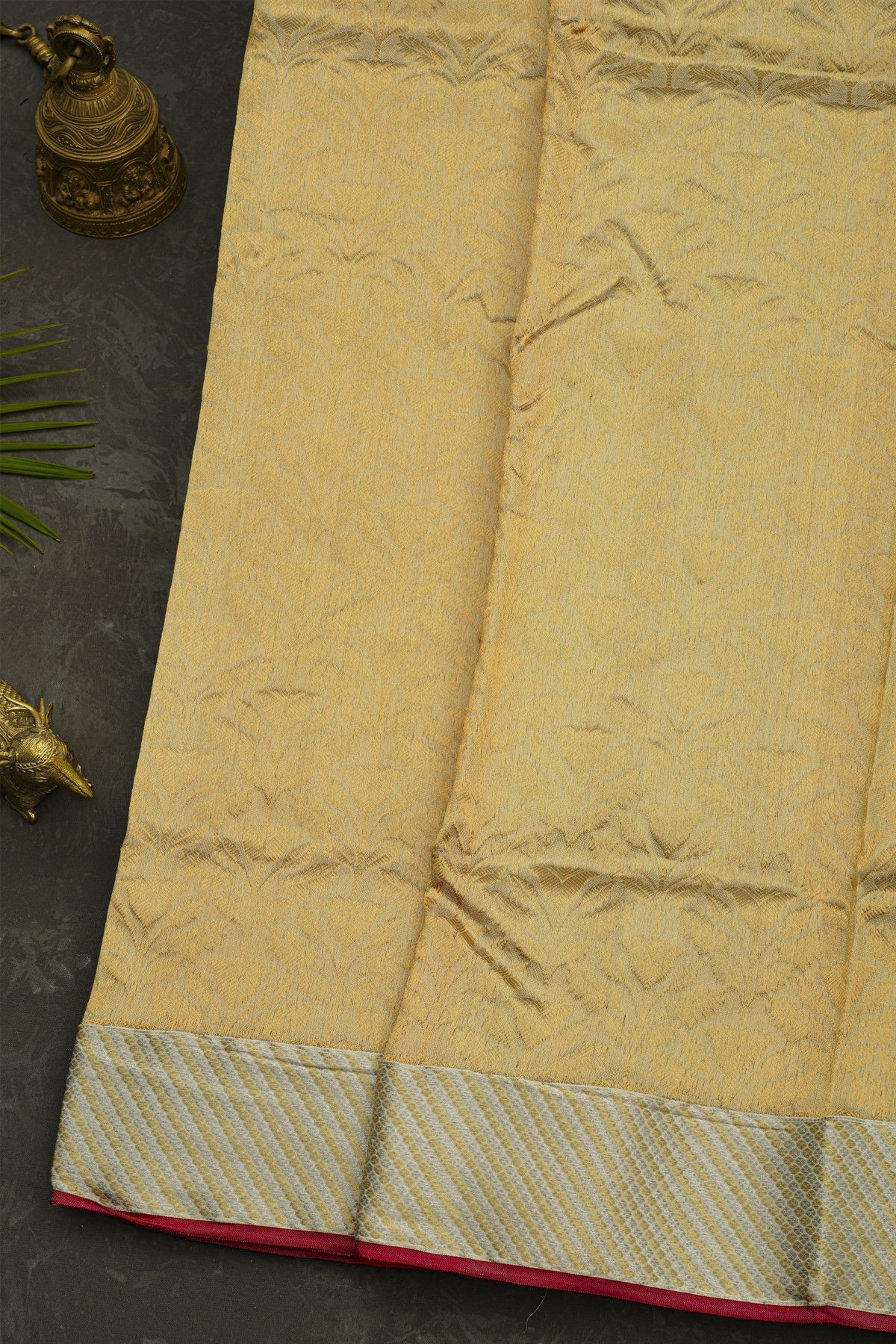 Chanderi Silk Golden Yellow Saree With All Over Floral Buttis Body