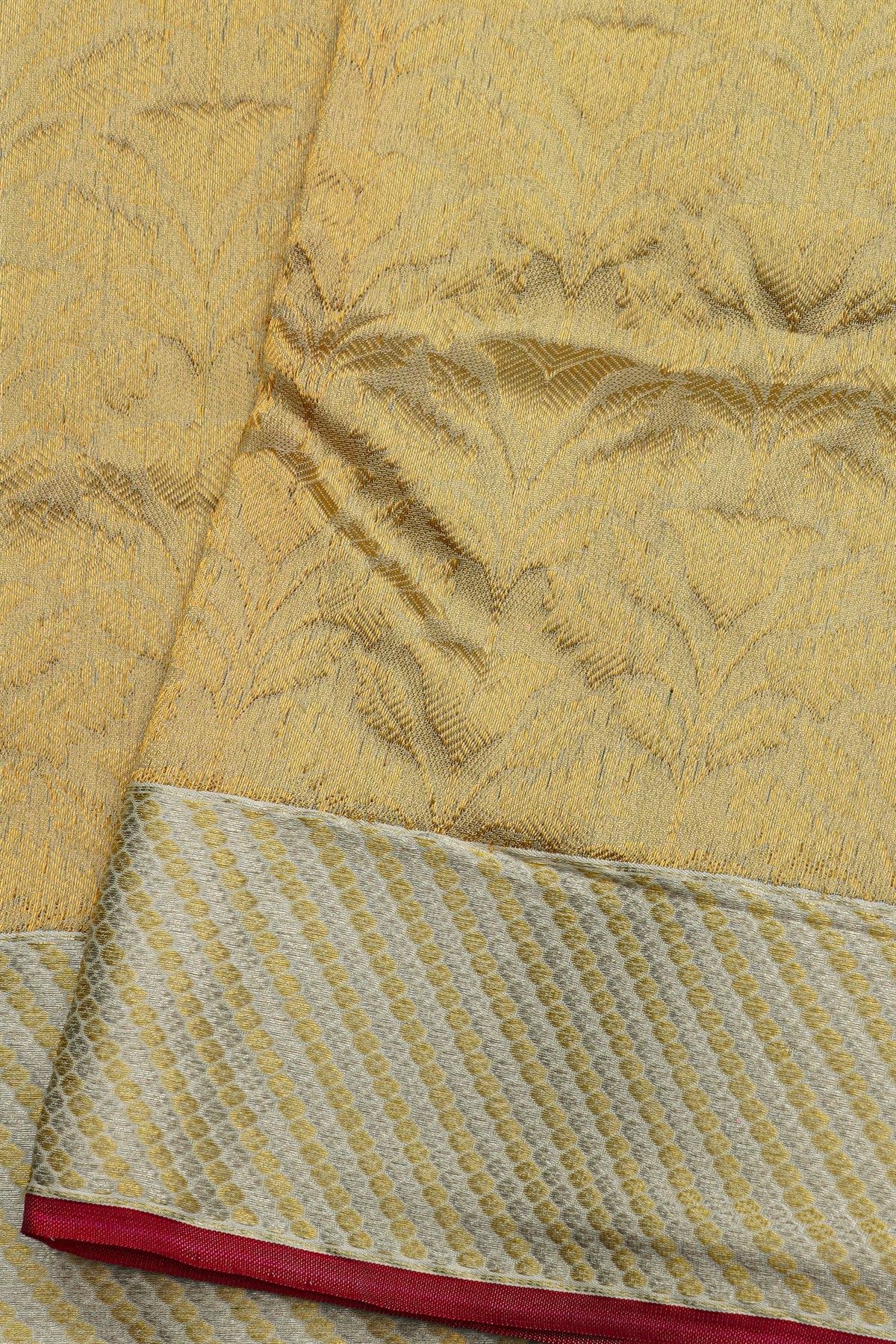 Chanderi Silk Golden Yellow Saree With All Over Floral Buttis Body