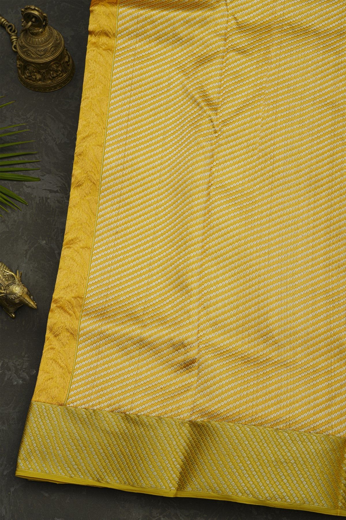 Chanderi Silk Mustard Saree With All Over Floral Buttis Body