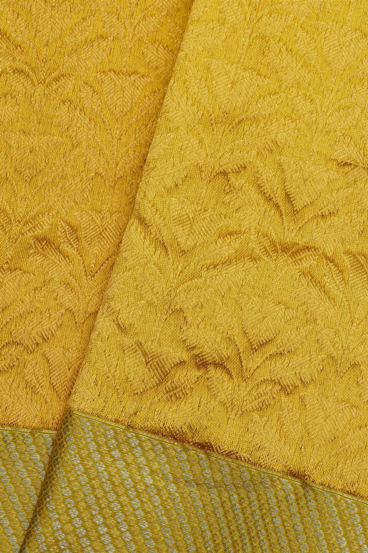 Chanderi Silk Mustard Saree With All Over Floral Buttis Body