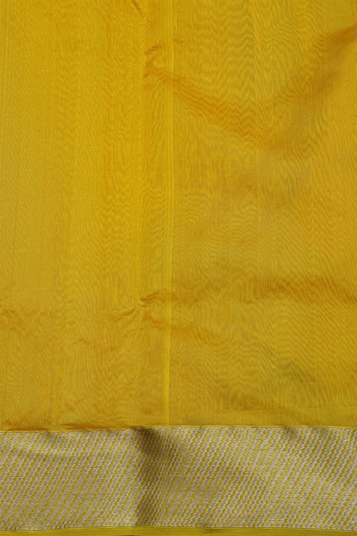 Chanderi Silk Mustard Saree With All Over Floral Buttis Body