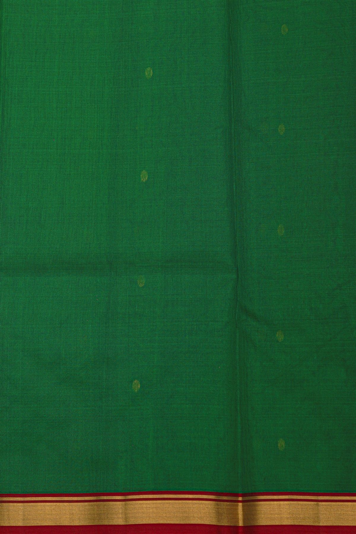 Chanderi Silk Bottle Green Saree With Contrast Kaddi Border