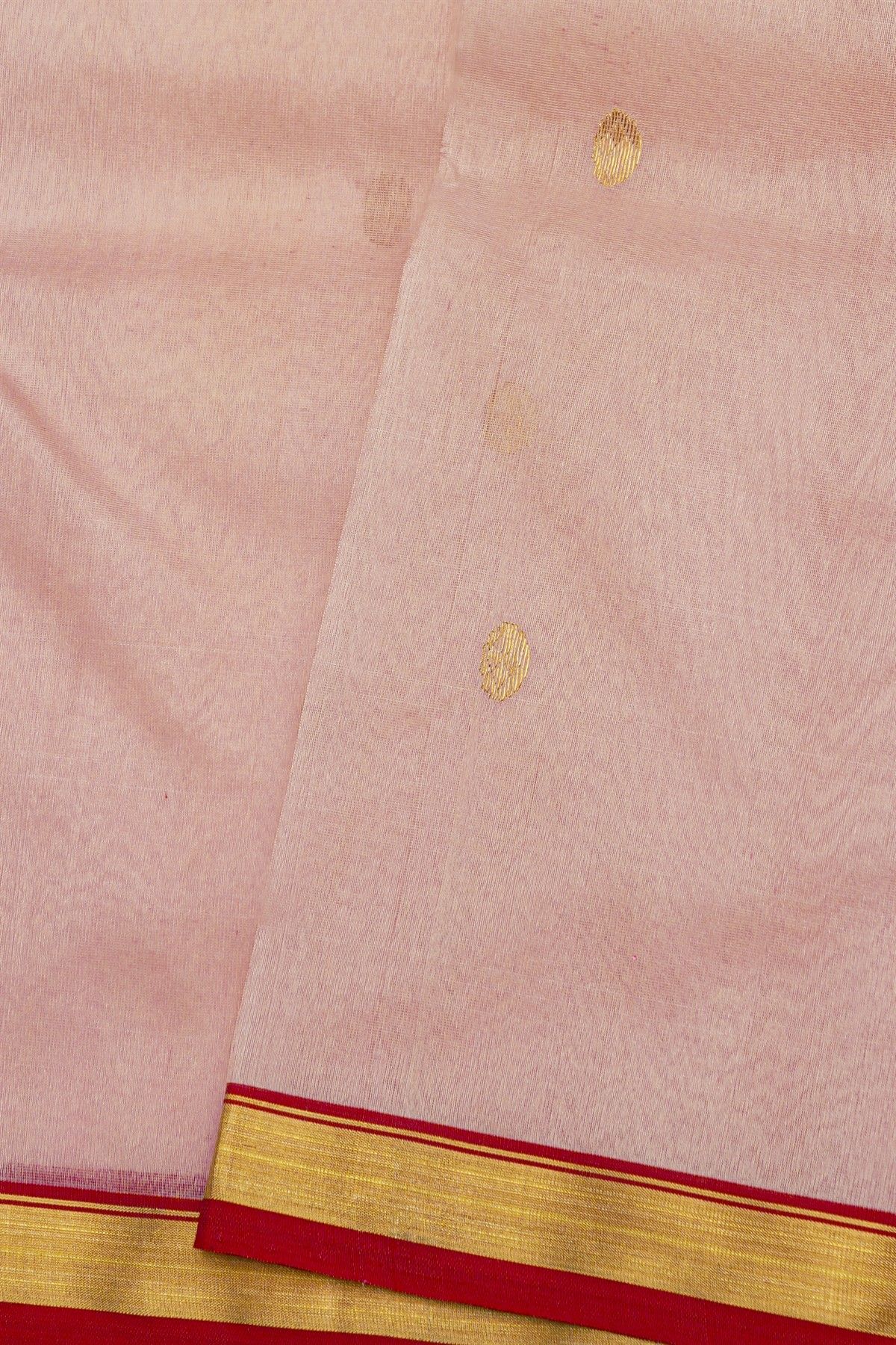 Chanderi Silk Baby Pink Saree With Kaddi Border