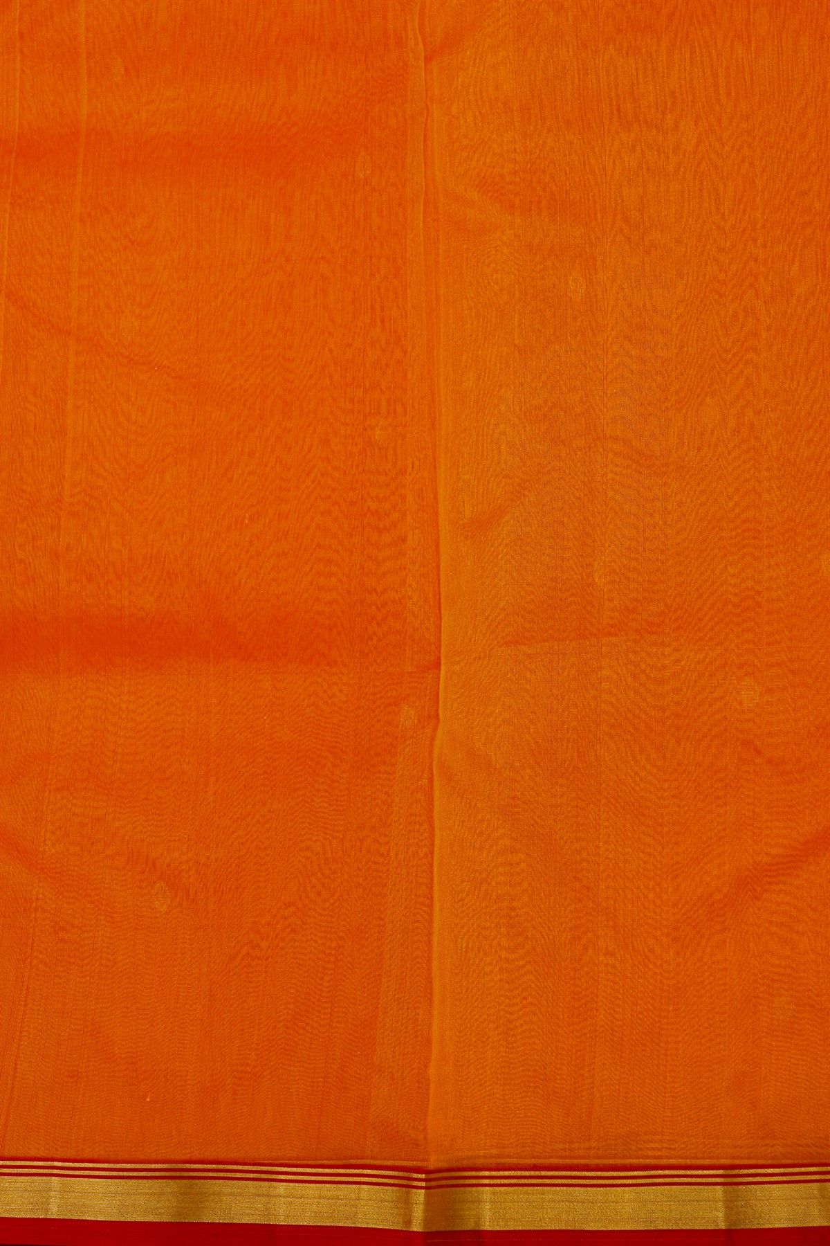 Chanderi Silk Orange Saree With Contrast Kaddi Border