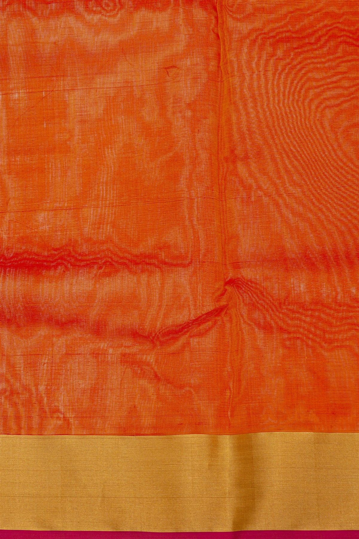 Chanderi Sico Orange Saree With Contrast Kaddi Border