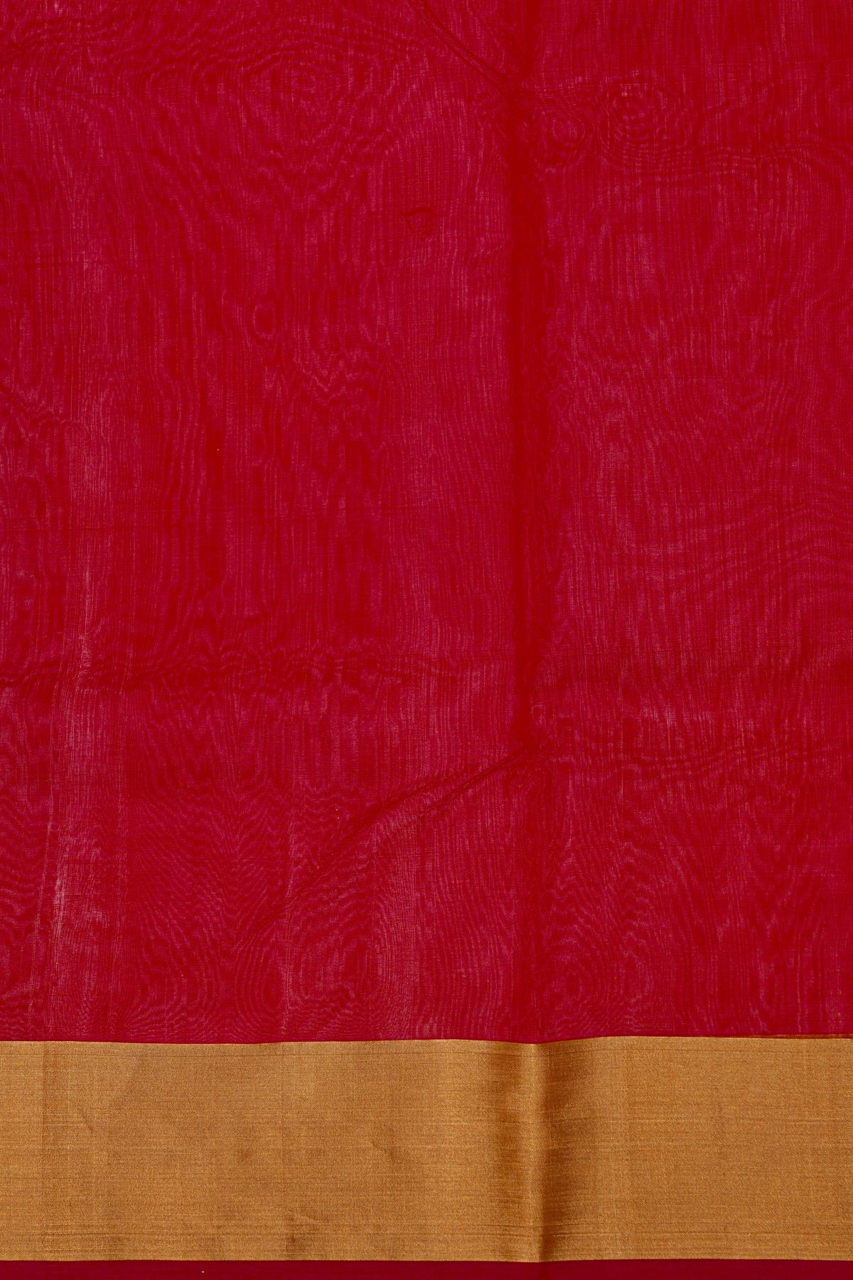 Chanderi Silk Red Saree With Kaddi Border