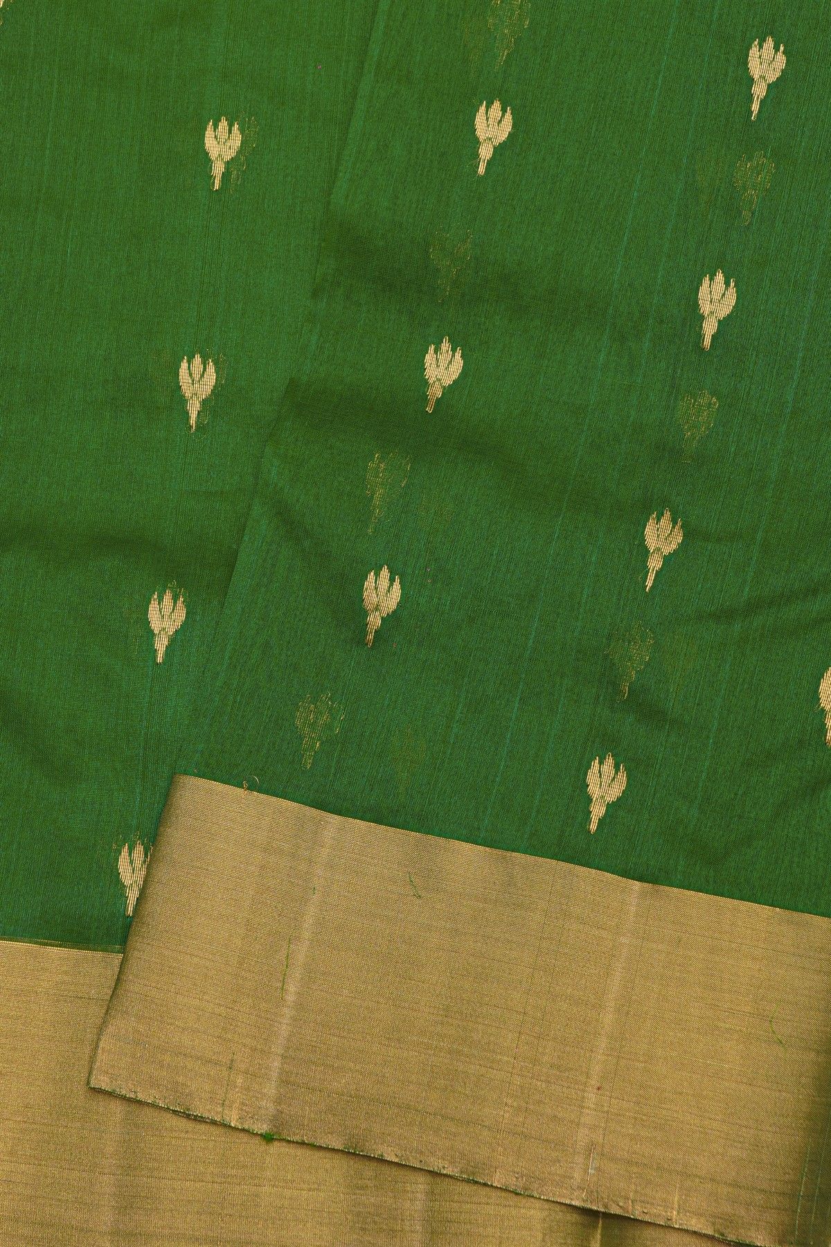 Chanderi Sico Bottle Green Saree With Kaddi Border