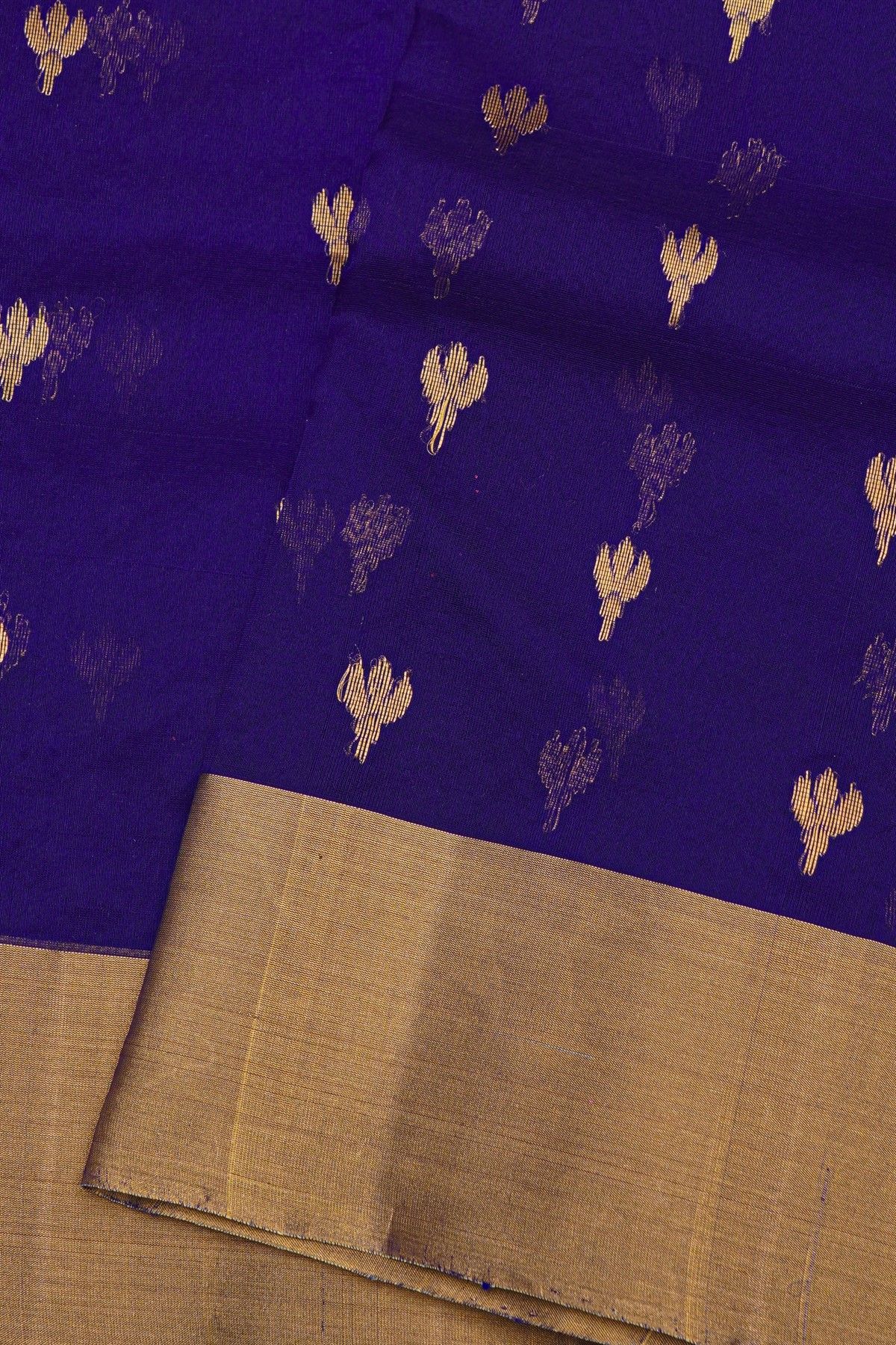 Chanderi Sico Dark Violet Saree With Kaddi Border