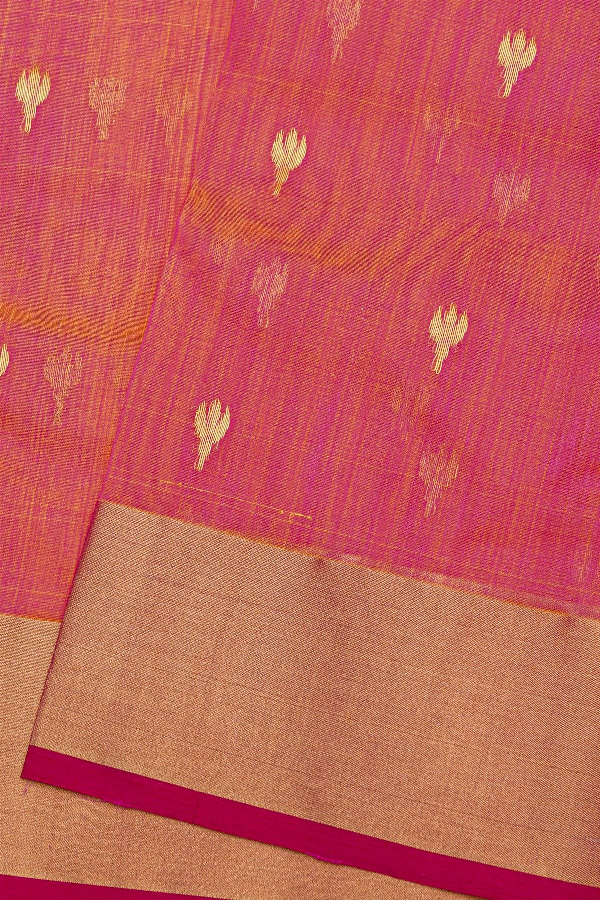 Chanderi Sico Dual Colour Saree With Kaddi Border