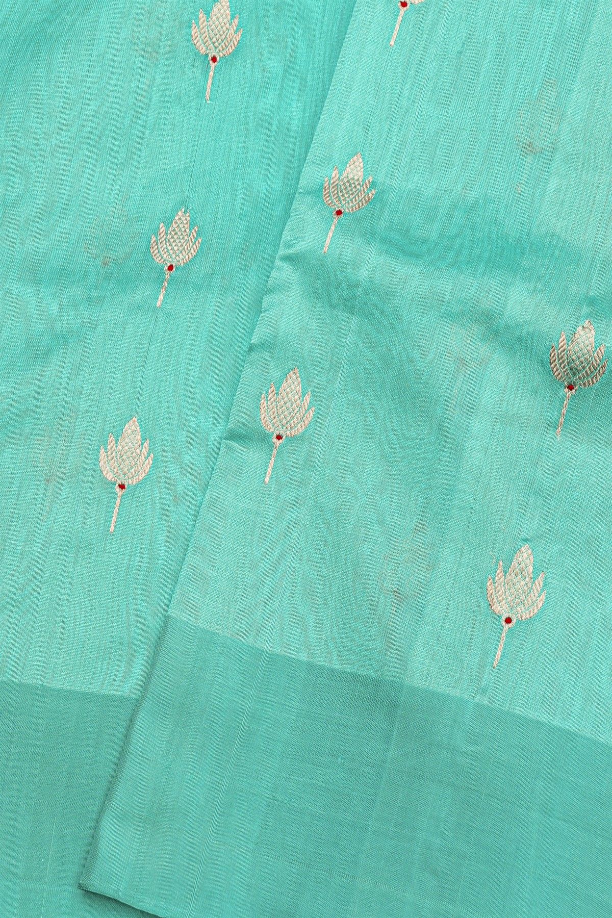Chanderi Silk Sky Blue Saree With Florals Buttis Body