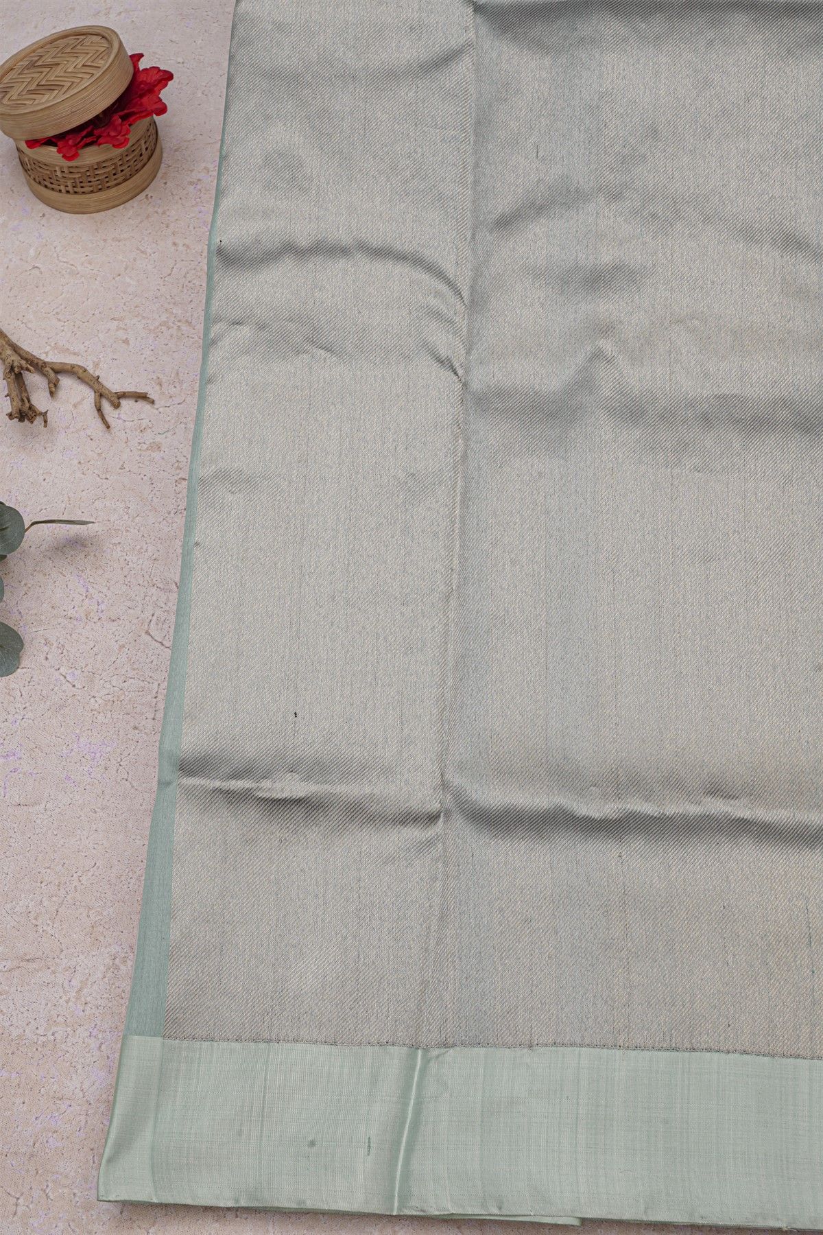 Chanderi Silk Sea Green Saree With Meenakari Buttis Body