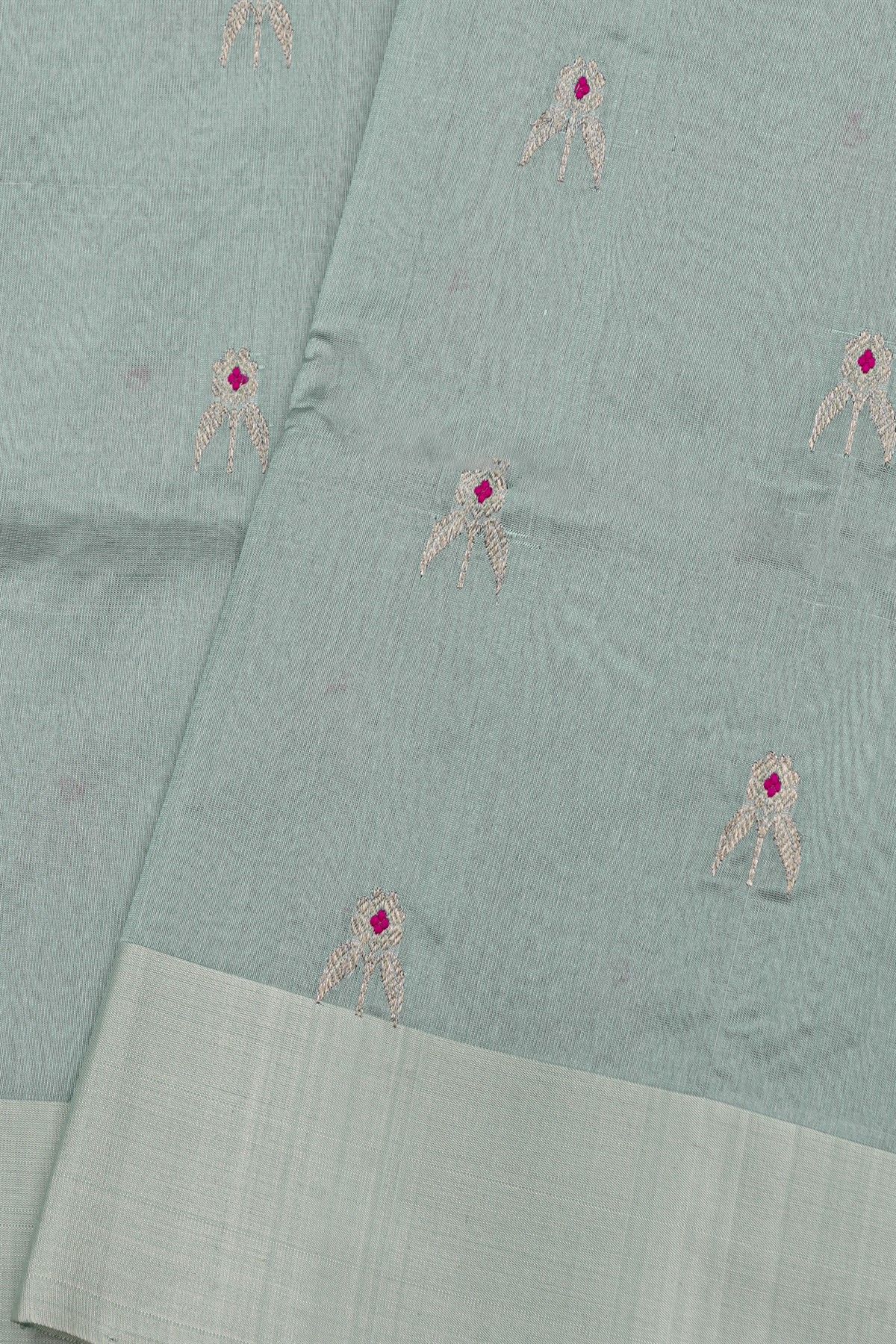 Chanderi Silk Sea Green Saree With Meenakari Buttis Body